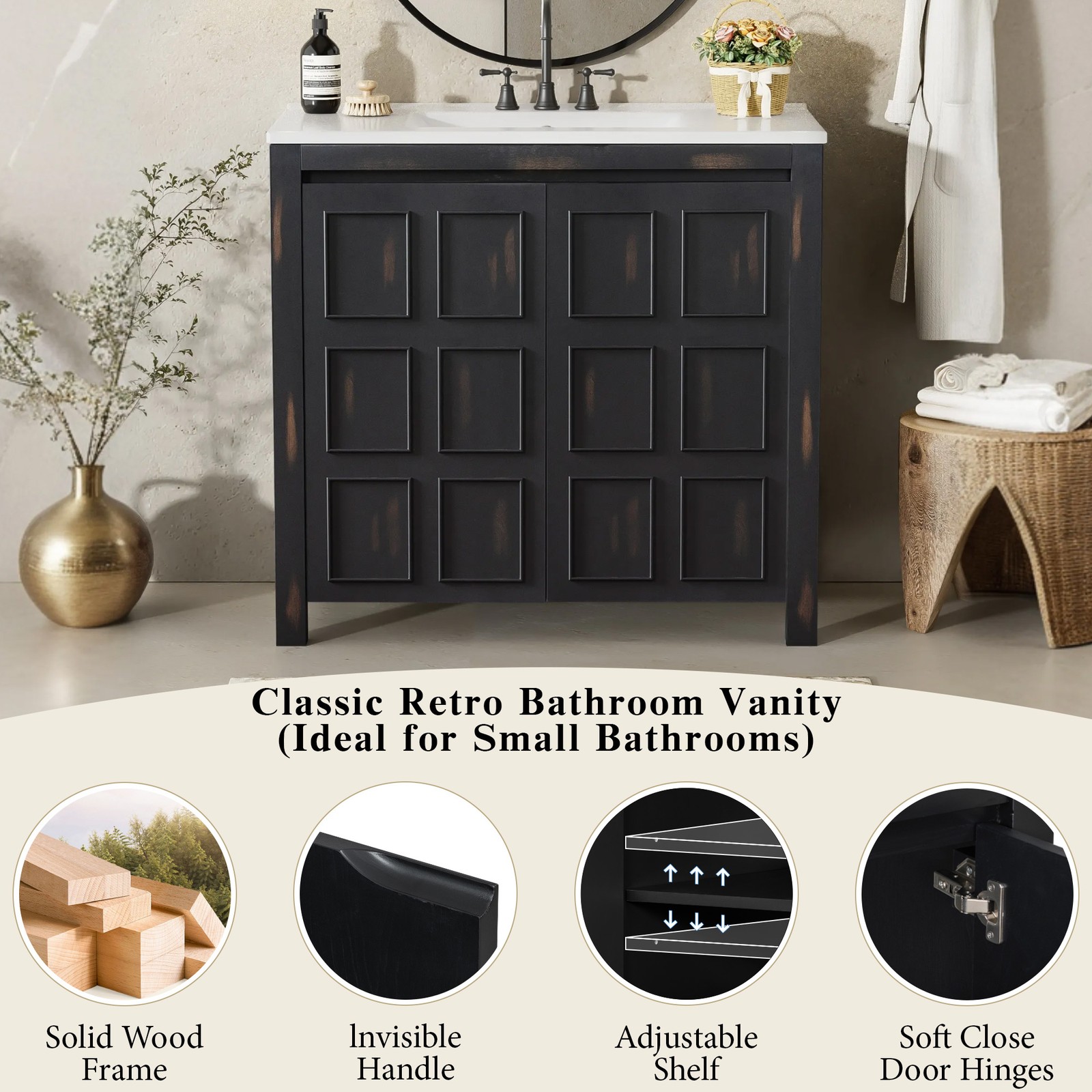 72″ Bathroom Vanity Set with Double Vanities (Separate), Double Ceramic Sinks