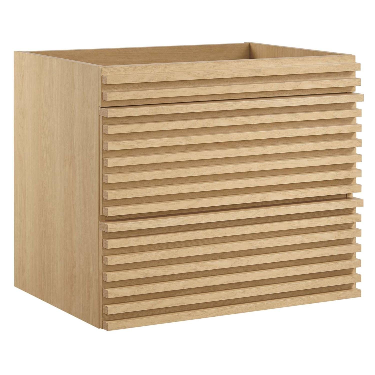 Pemberly Row 23.5″ MDF Wood Wall-Mount Bathroom Vanity Cabinet in Oak