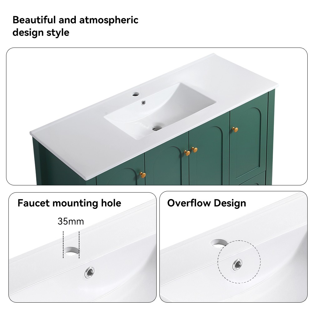 48″ Bathroom Vanity w/Sink,Freestanding Vanity Storage Cabinet,2 Drawers,4 Doors