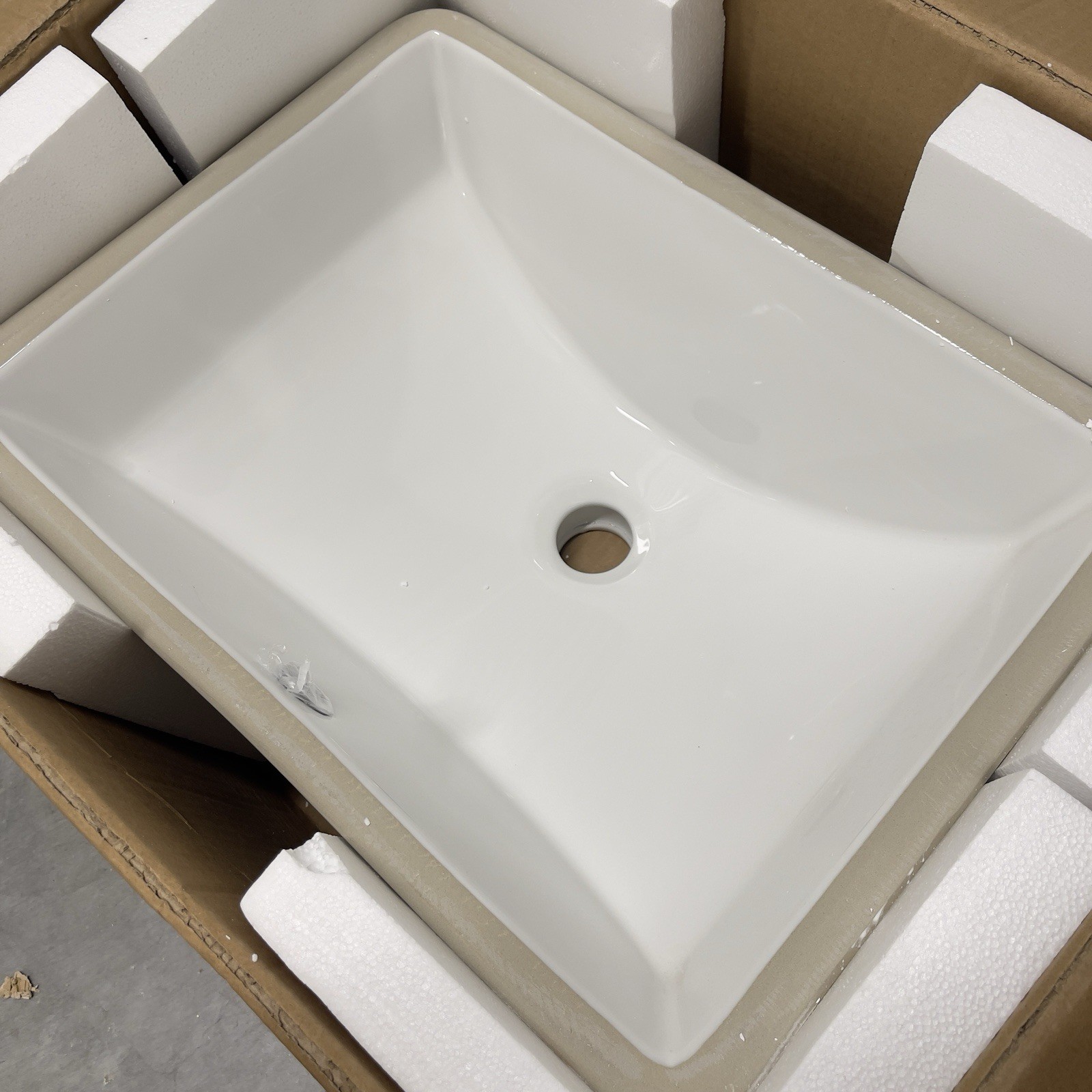 MEJE 202H 18″ White Rectangle Undermount Bathroom Sink Ceramic Vanity Lavatory