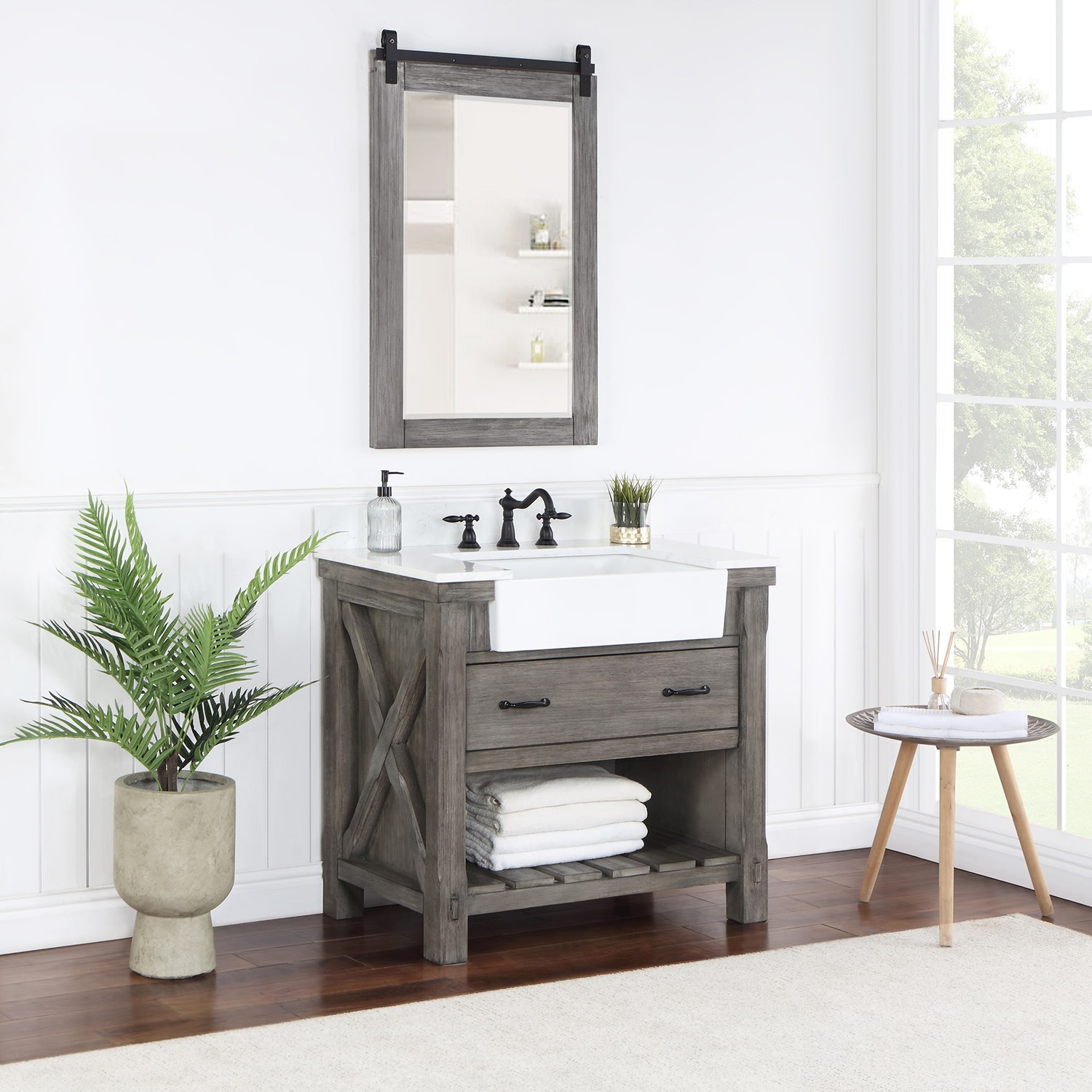 Miseno MV-701636 Villareal 36″ – Weathered Pine / White