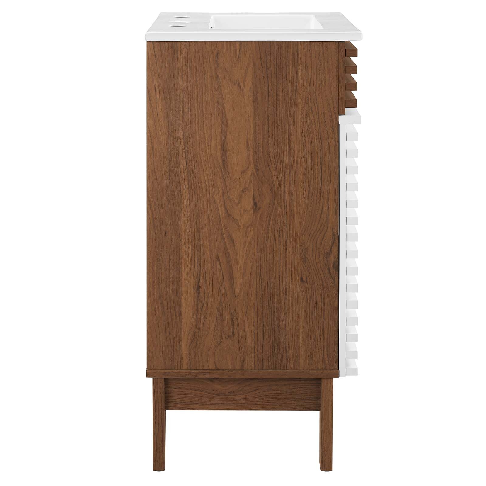 Modway Render 18″ Bathroom Vanity With Sink in White Walnut White