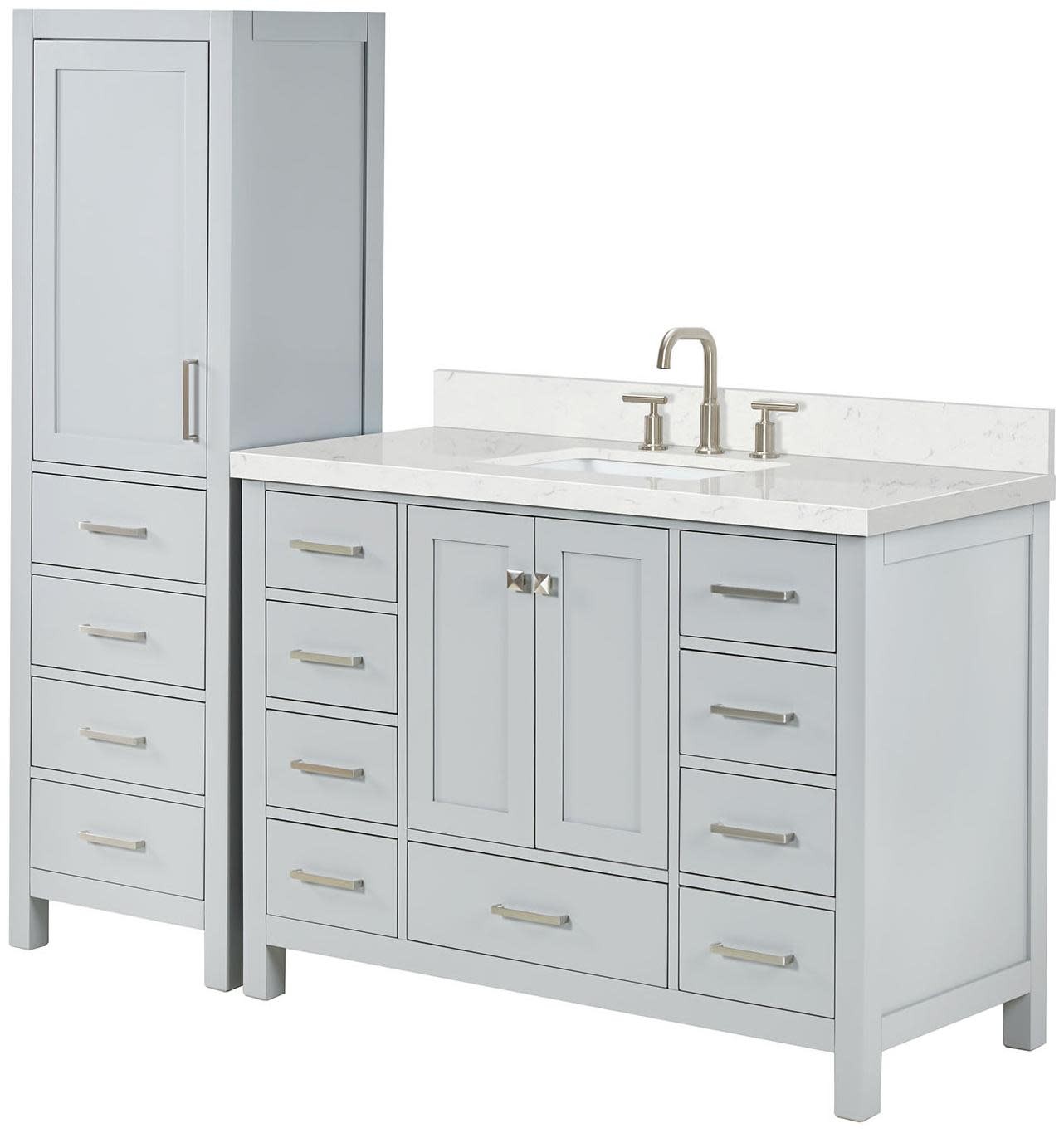 Ariel A048SCQRVO-LC Cambridge 68″ – Grey / Carrara White Quartz Top / Brushed