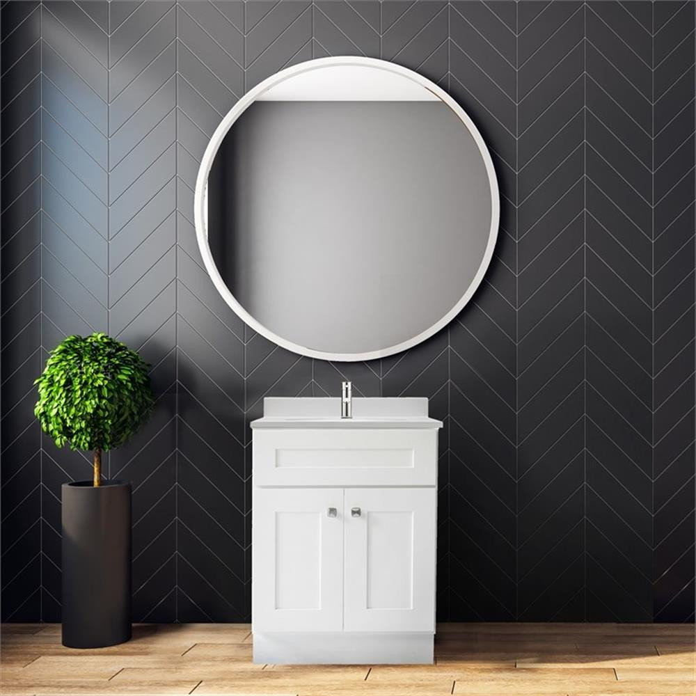 Brookings 25′ Bathroom Vanity w/Marble Top Assembled Sherwin Williams in White