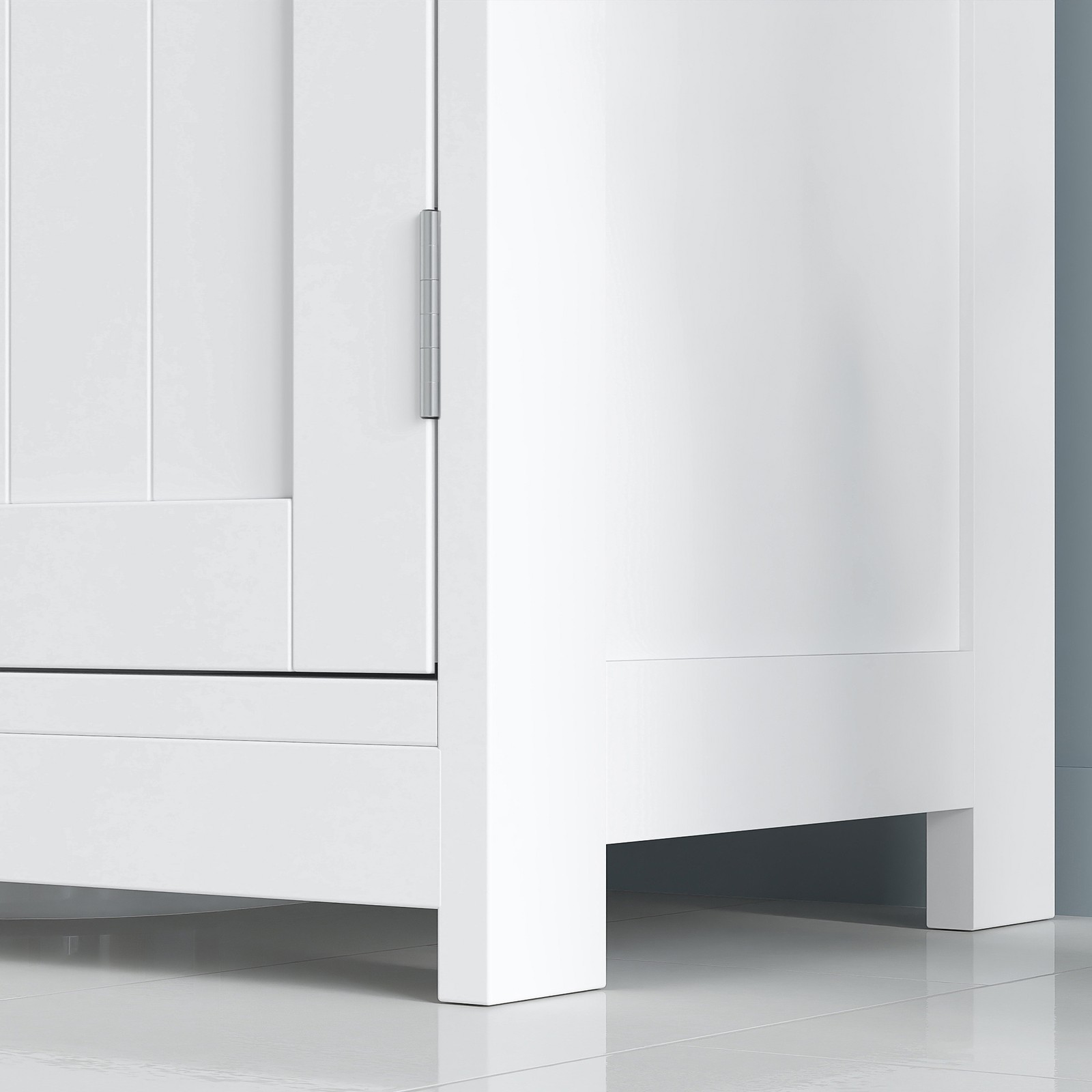 Short Pedestal Sink Washroom Storage Furniture w/Double Doors and Moveable Shelf
