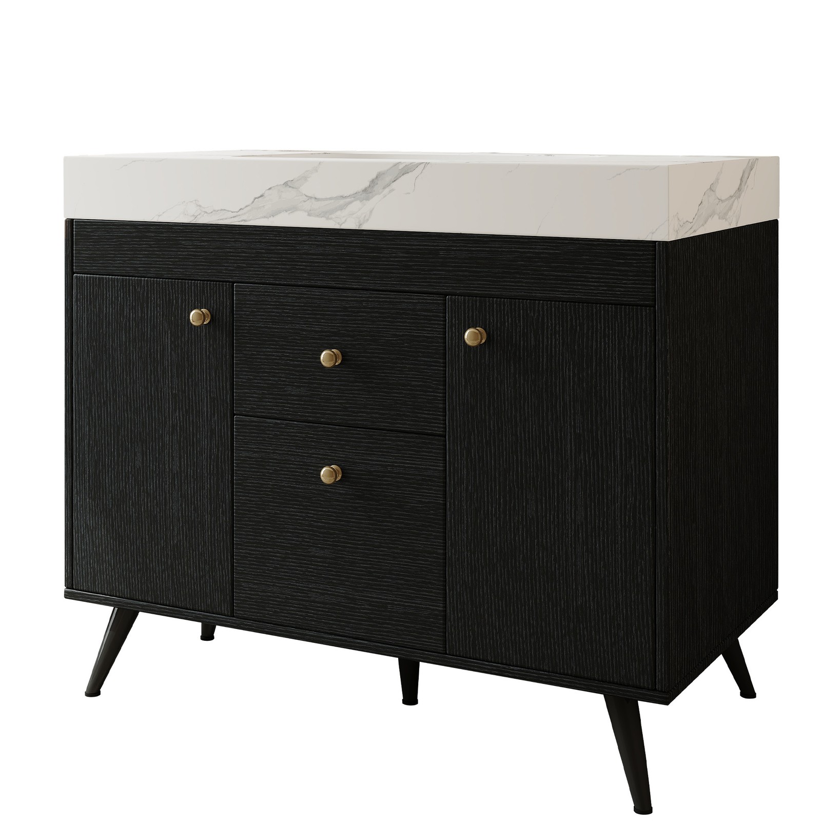 36 Inch Modern Freestanding Bathroom Vanity with Sintered Stone Top