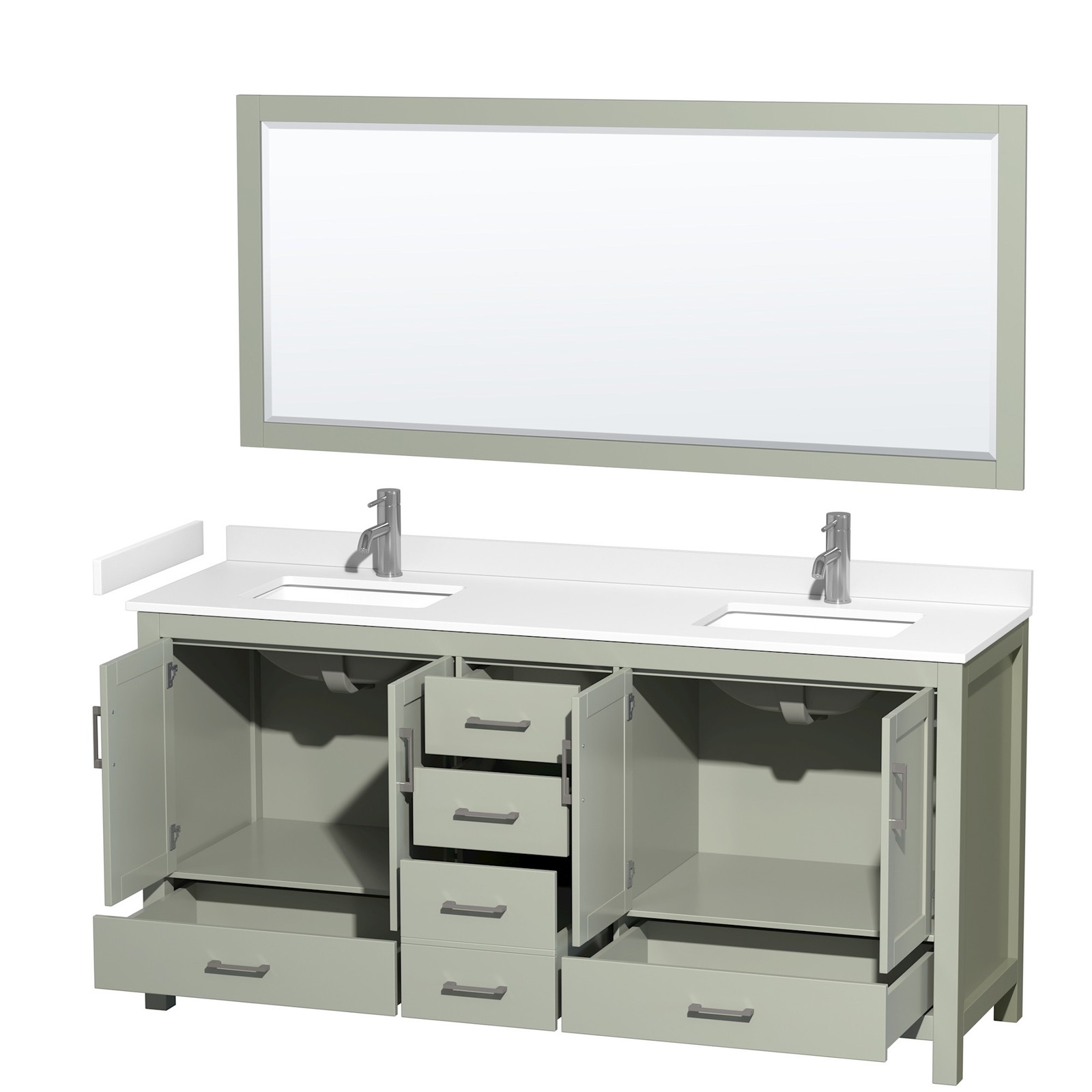 Wyndham Collection WCS141472D-VCA-M70 Sheffield 72″ – White / Carrara Cultured