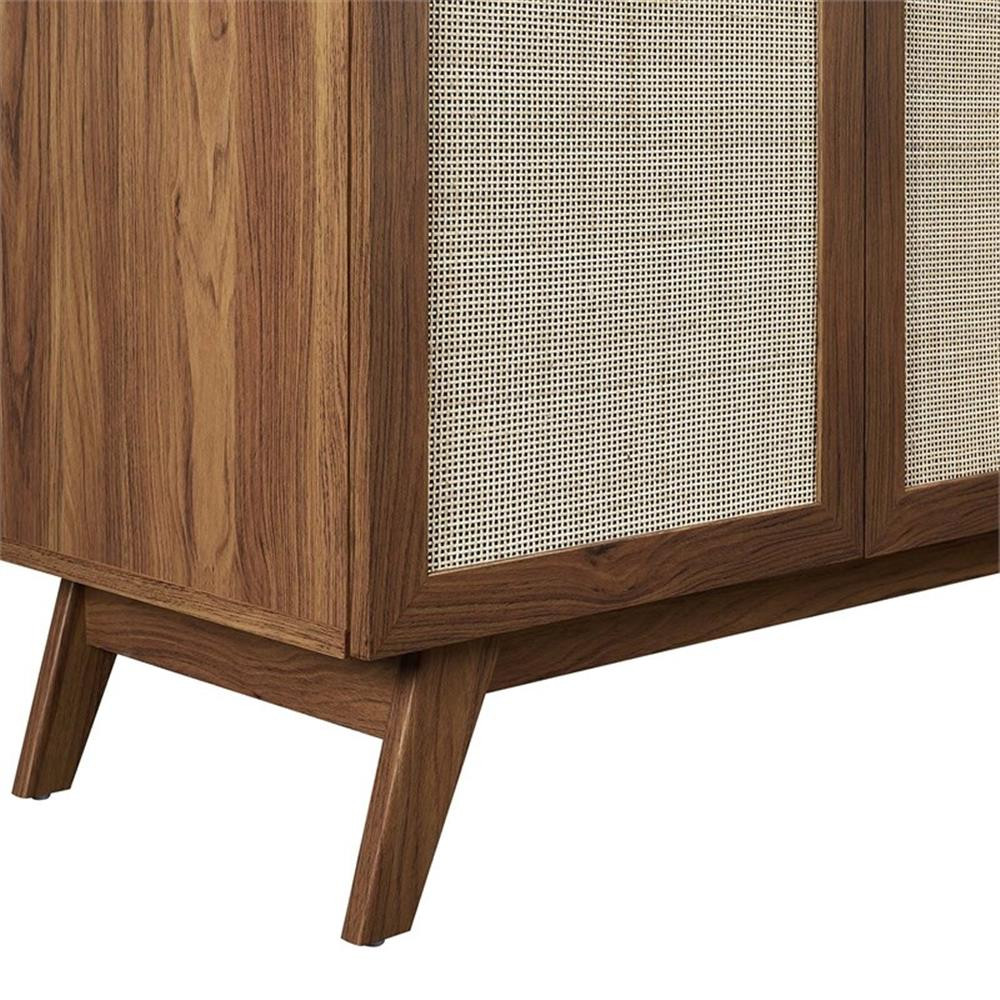 Modway Soma 36″ Modern Wood Bathroom Vanity with Rattan Door in Walnut/White