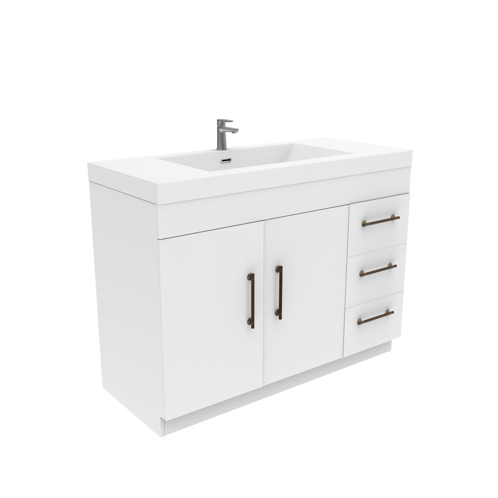 42″ Bathroom Vanity Cabinet with Acrylic Sink, Aluminum Alloy Frame, Drawers