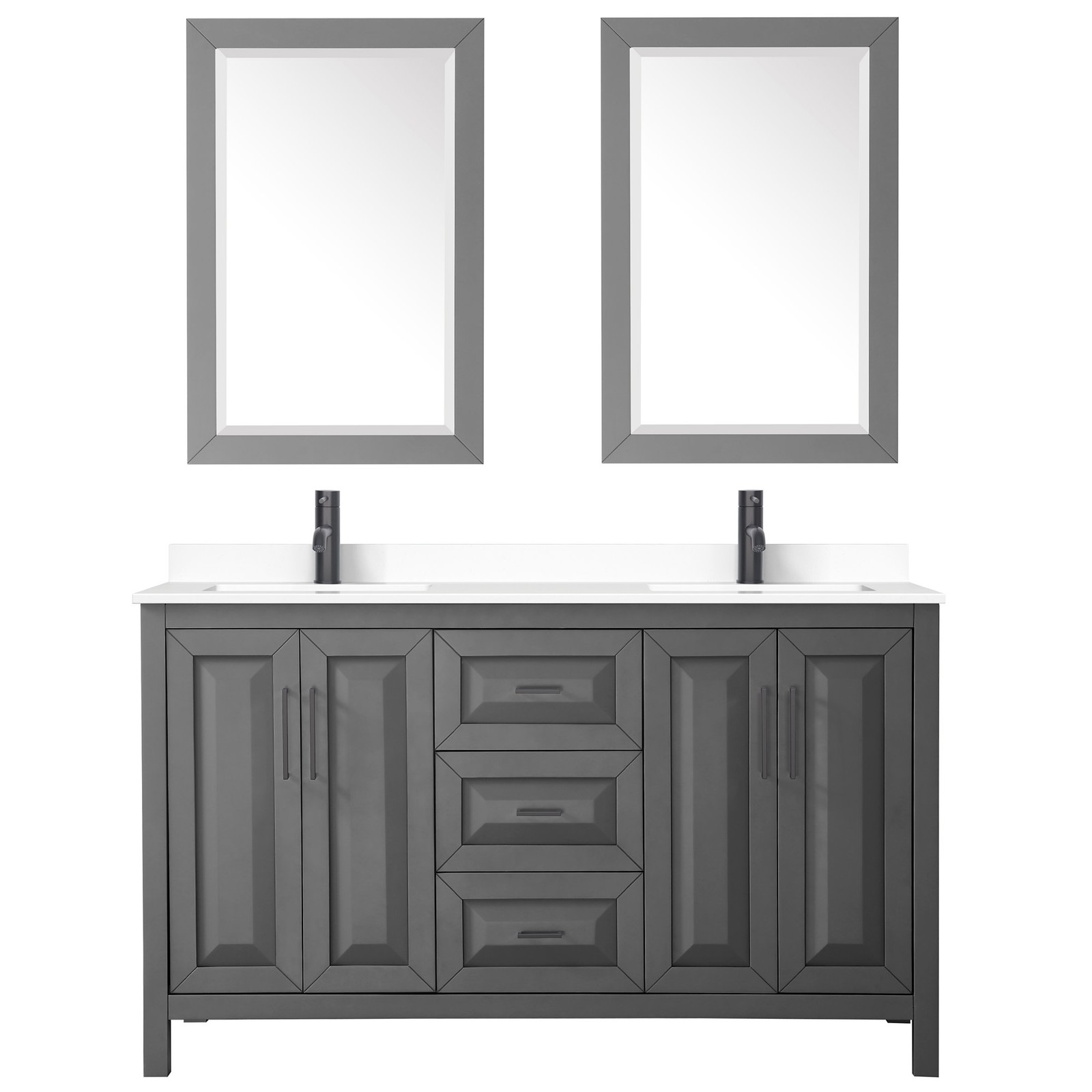 Wyndham Collection WCV252560D-VCA-M24 Daria 60″ – Dark Gray / White Cultured