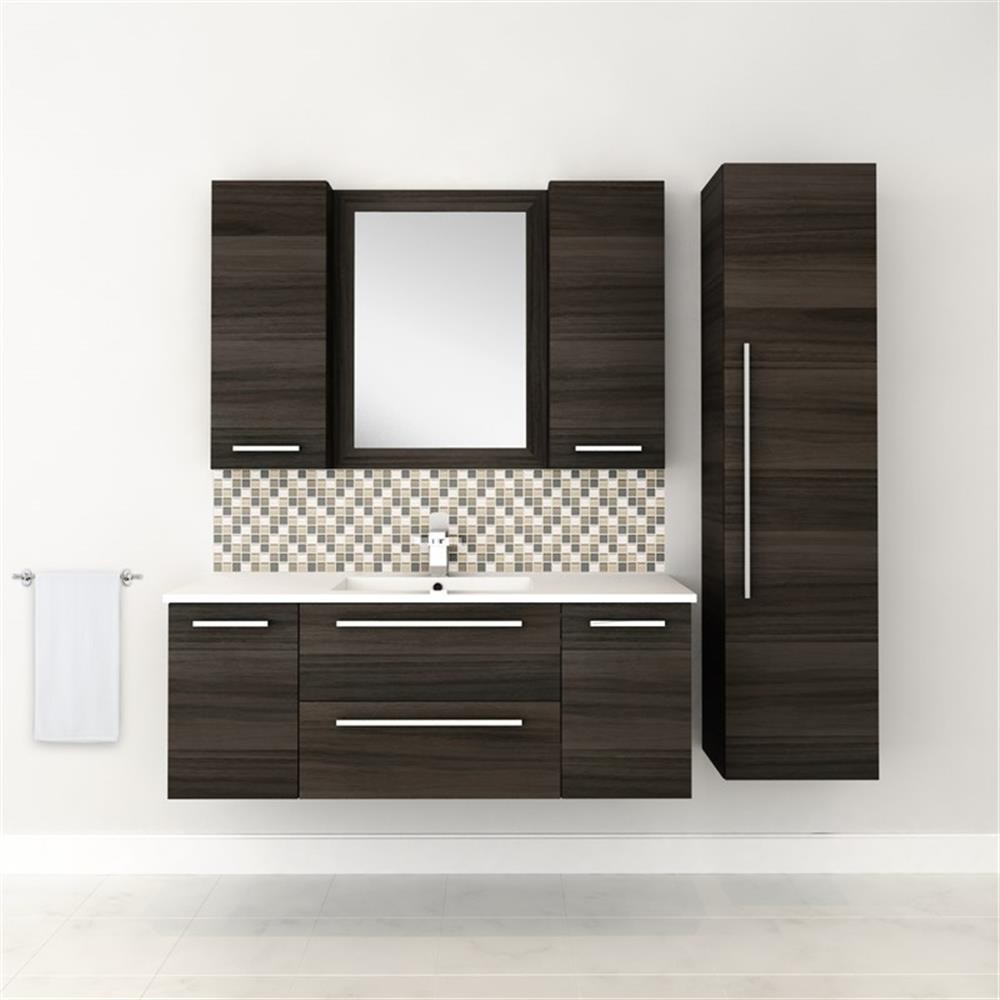 Cutler Kitchen and Bath Silhouette 48″ Wood/Marble Bathroom Vanity in Walnut