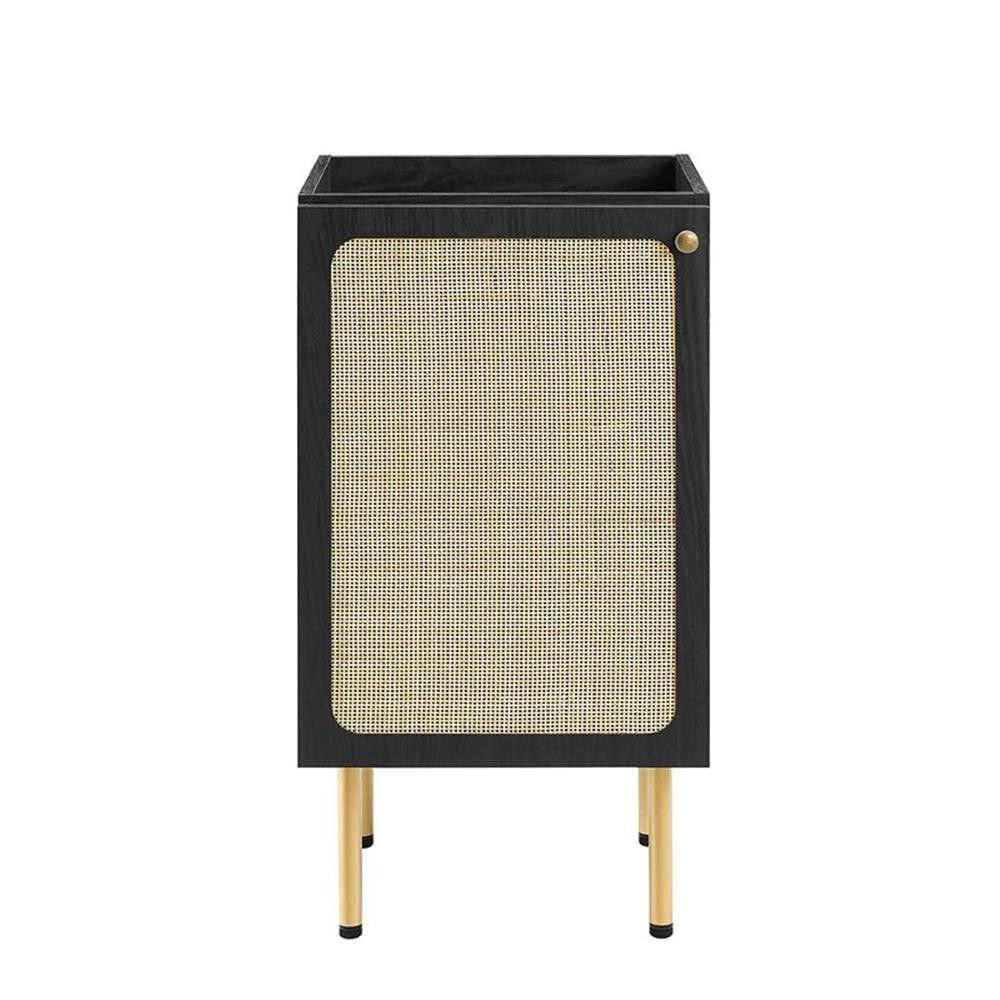 Modway Chaucer 18″ Wood & Rattan Bathroom Vanity with Adjustable Shelf in Black