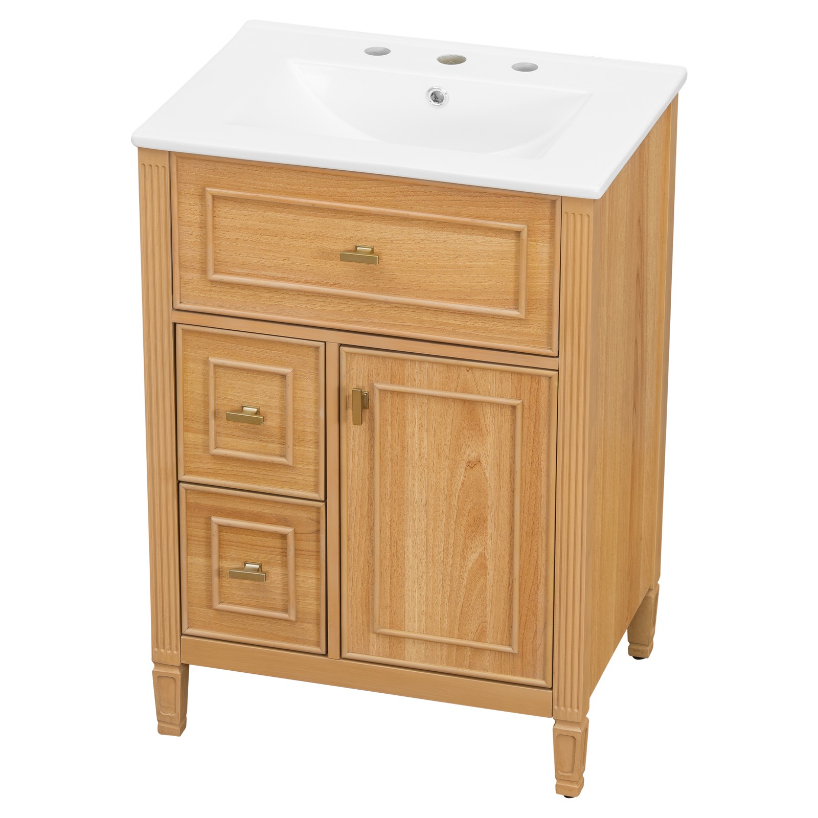 24″ Bathroom Vanity with Sink, Wood Storage Cabinet w/Drawers & Adjustable Shelf