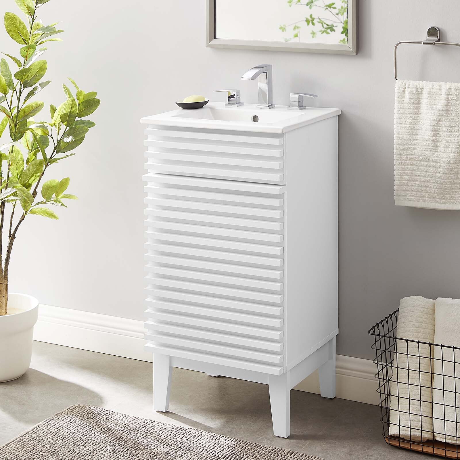 Modway Render 18″ Bathroom Vanity With Sink in White White