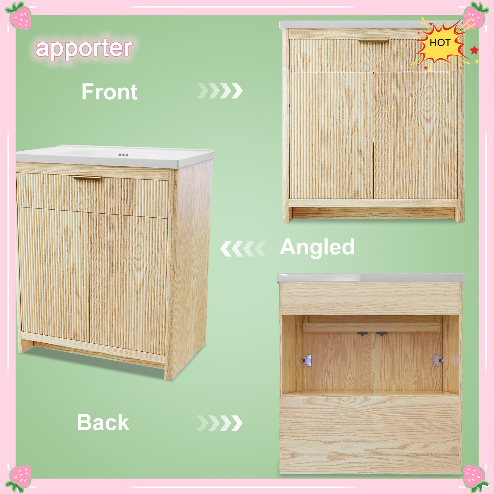 31.5″ Bathroom Vanity with Sink, Freestanding Particle Board Storage Cabinet, US