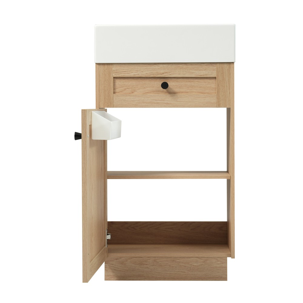 18.5 Inch Rustic Bathroom Vanity MDF Cabinet Reversible Resin Sink Adjustable