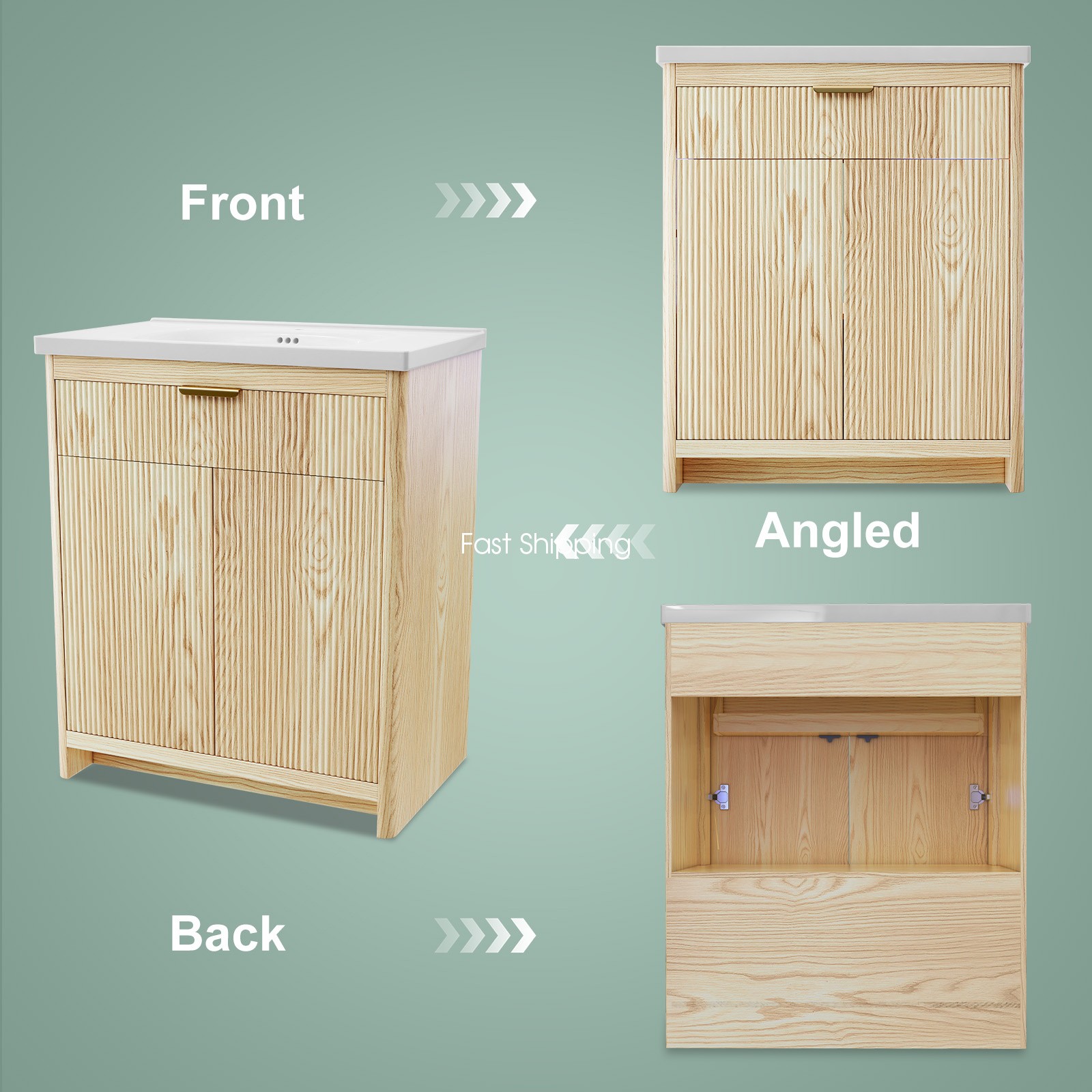 Bathroom Vanity with Sink, Freestanding Particle Board Storage Cabinet 31.5″