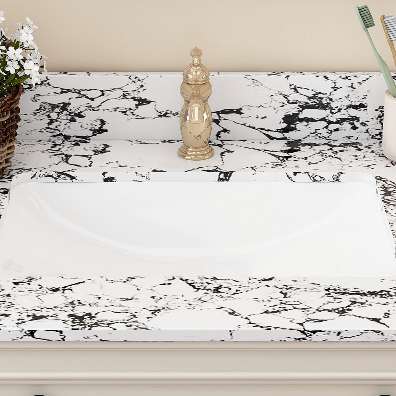31″x22″ Bathroom Vanity Top with Undermount Sink & Backsplash