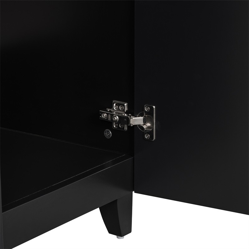 24″ Black Bathroom Vanity Cabinet with Ceramic Sink,2 Drawers,1 Soft-Close Door