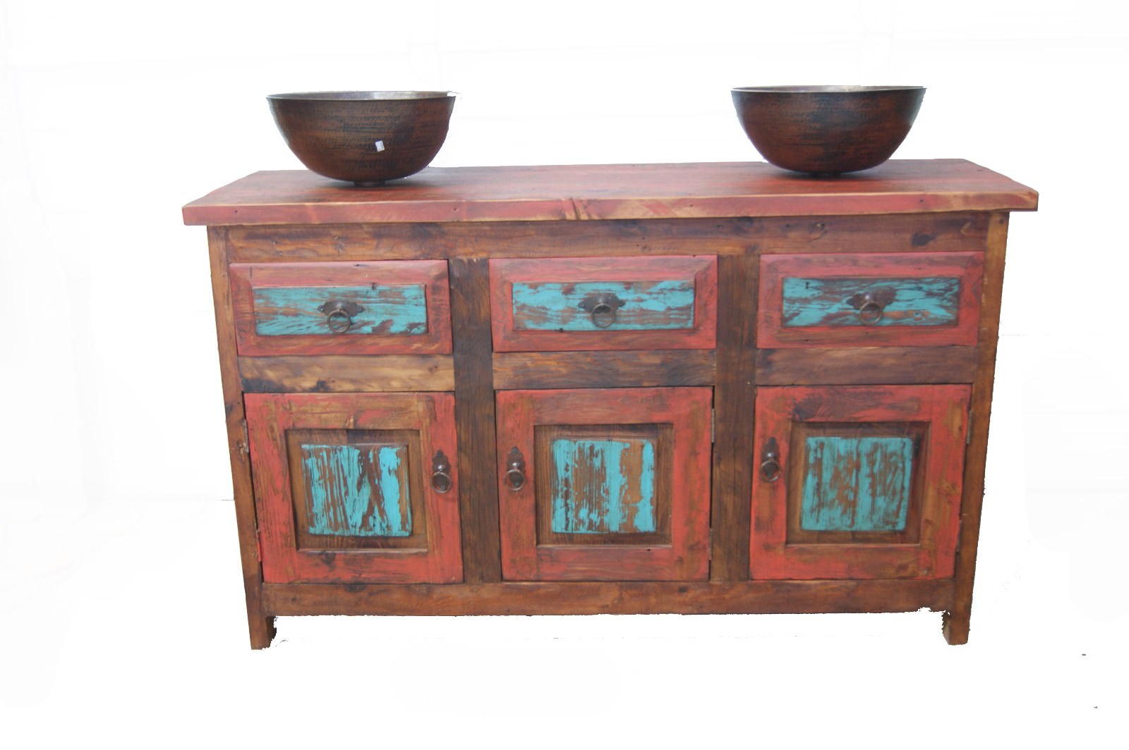 Rustic Weathered Red Bathroom Vanity Buffett furniture