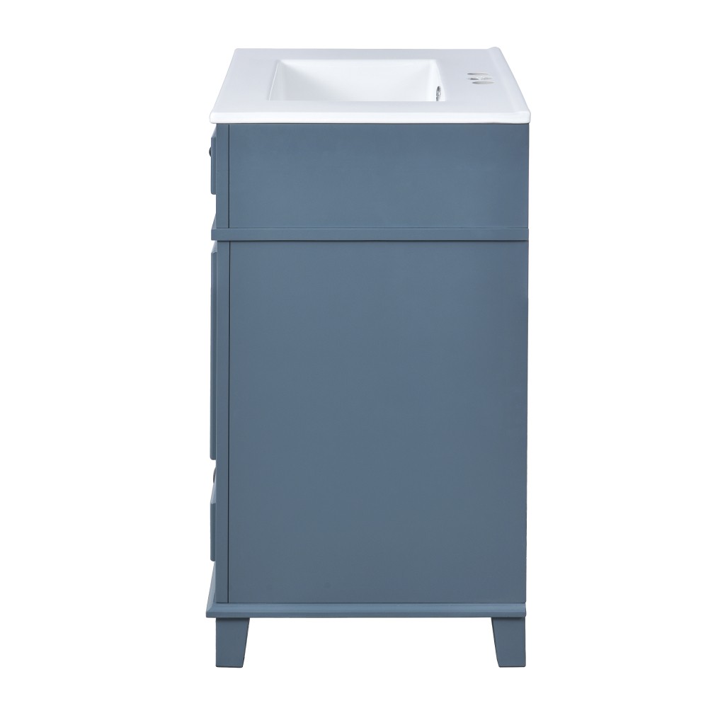 30” Bathroom Vanity with Ceramic Sink,Solid Wood Frame Bathroom Storage Cabinet