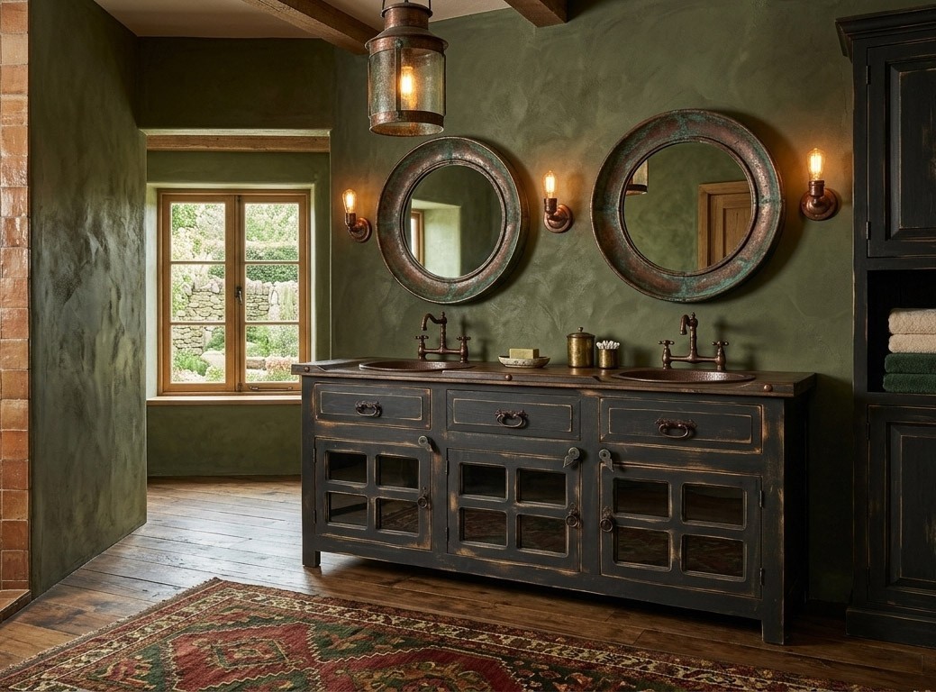 Abbot Rustic Turquoise Bathroom Vanity