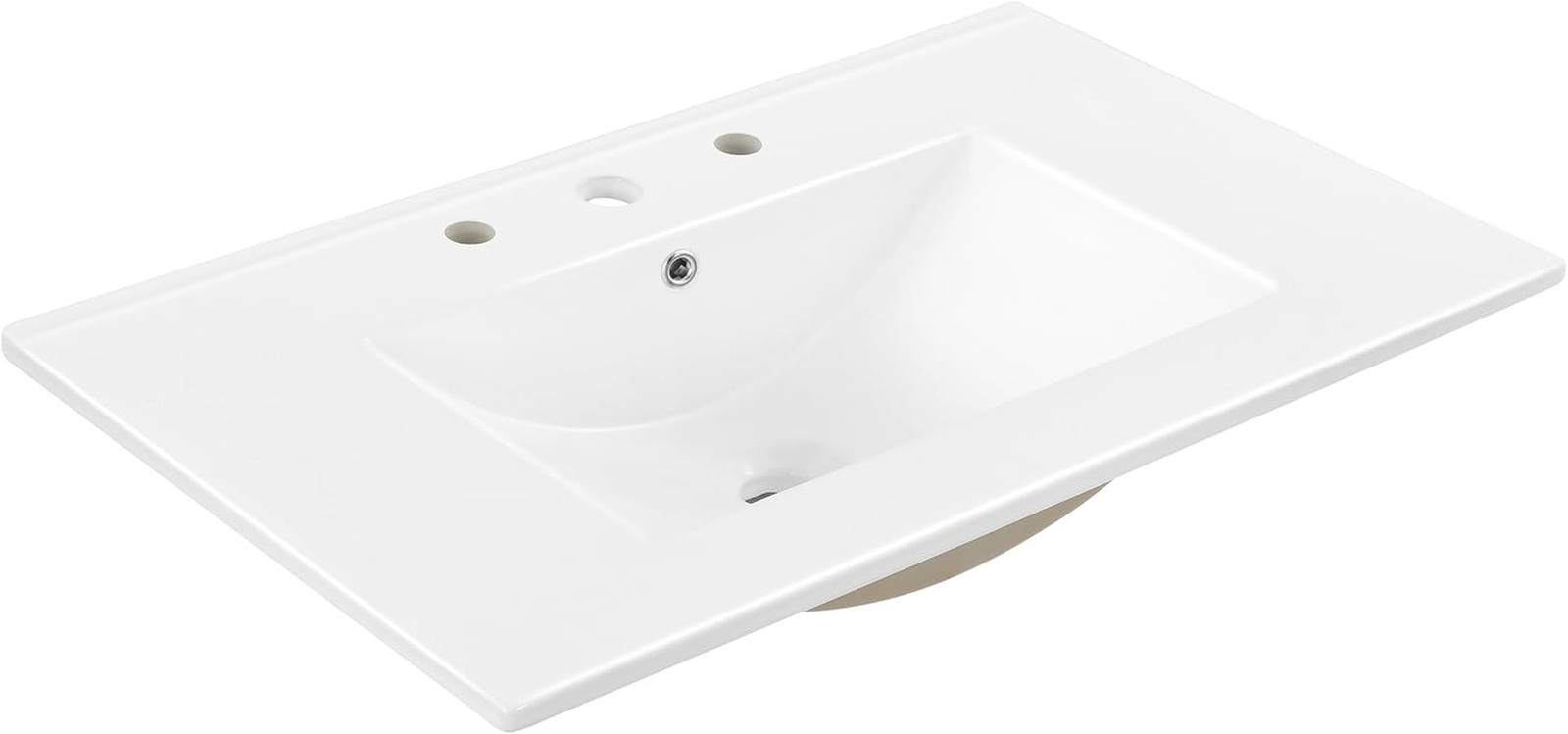 Ancillary 30 In. W X 18.25 In. D Ceramic Vanity Sink Top with 3-Hole Rectangular