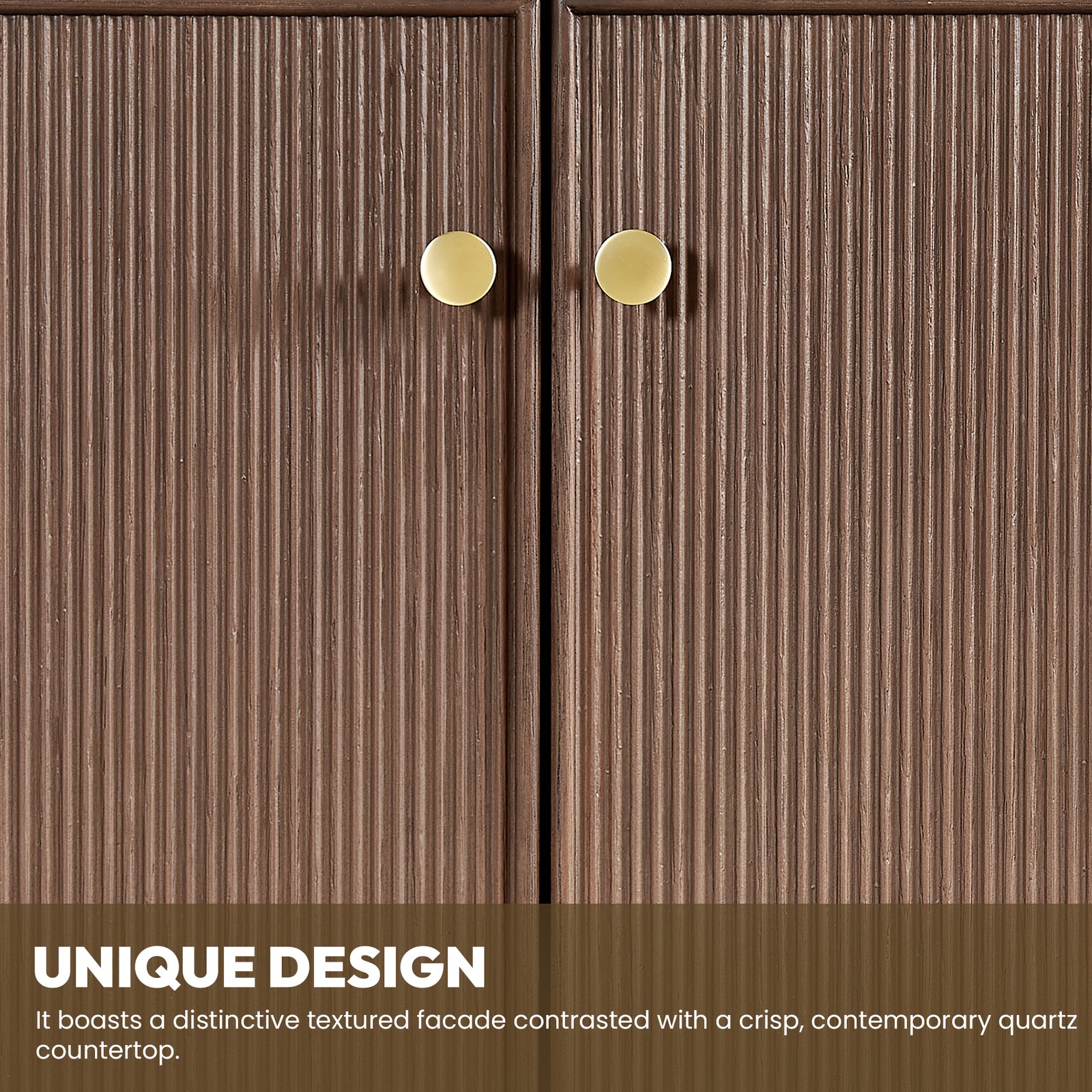 Oza 60M”Double Bath Vanity in Aged Dark Brown Oak with Fish Maw White Quartz Top