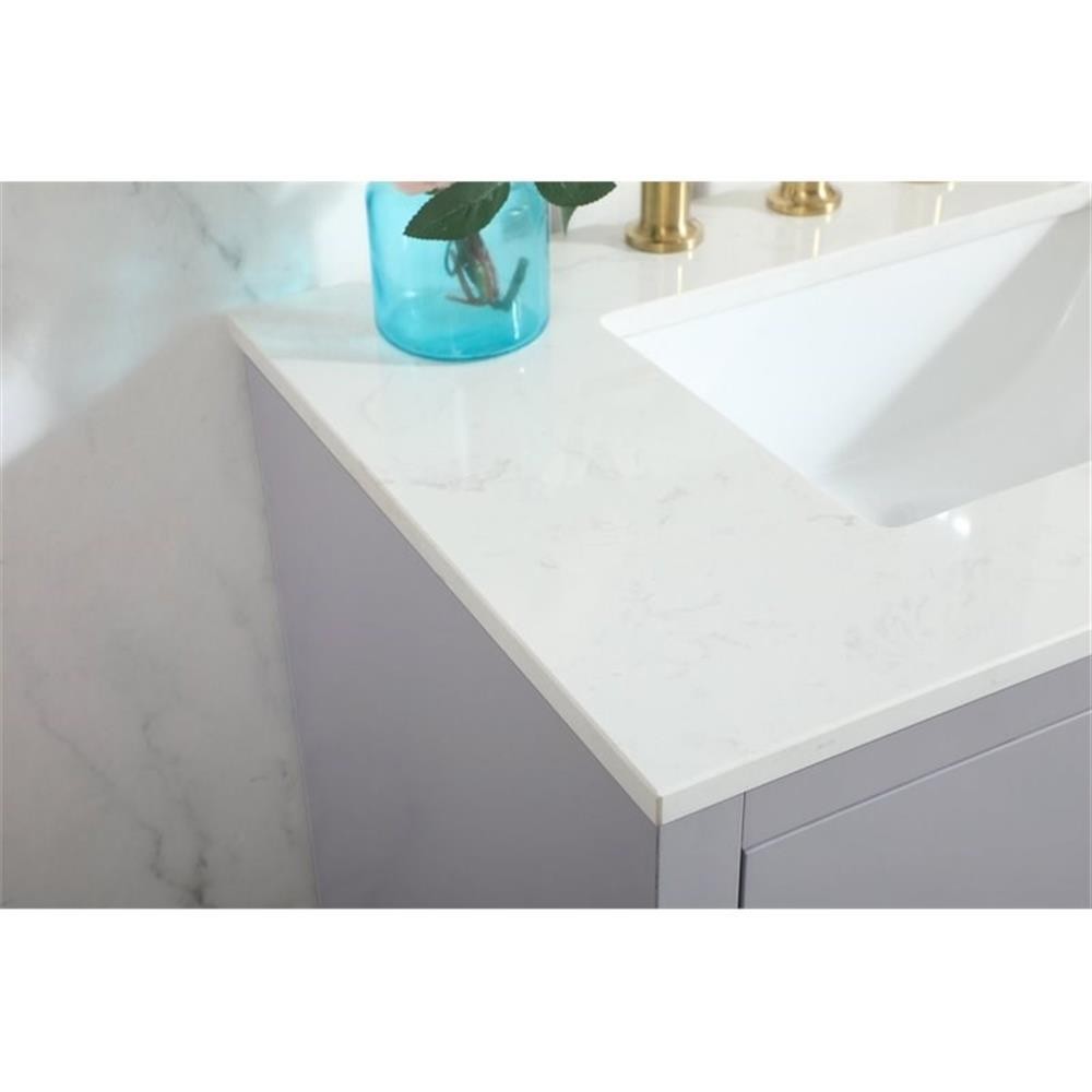 Elegant Decor Blake 30″ Aluminum Alloy MDF Single Bathroom Vanity in Gray
