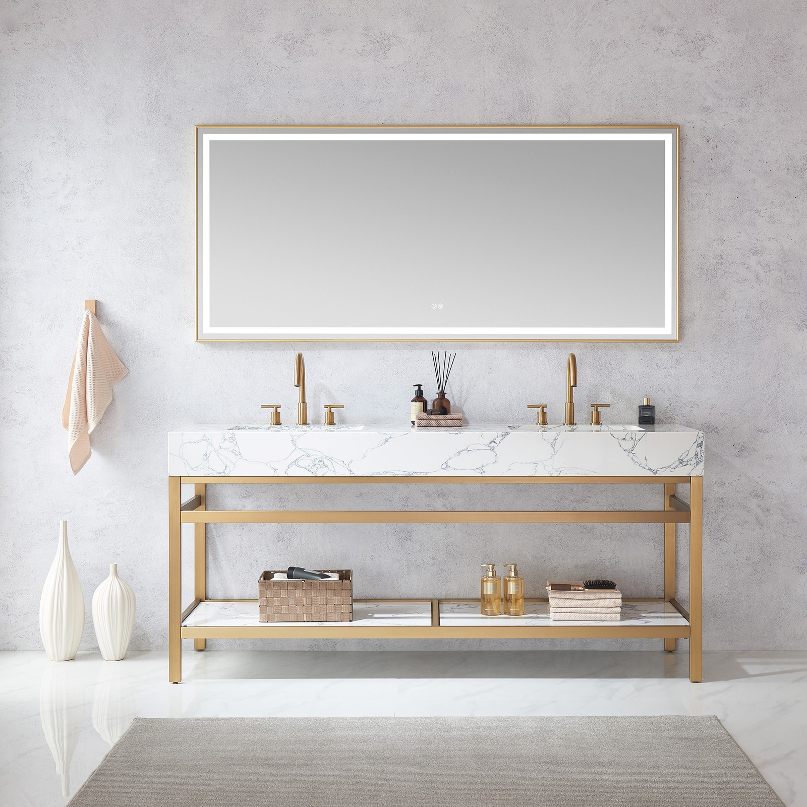 Miseno MV-702772M Ecija 72″ – Brushed Gold / Pandora White
