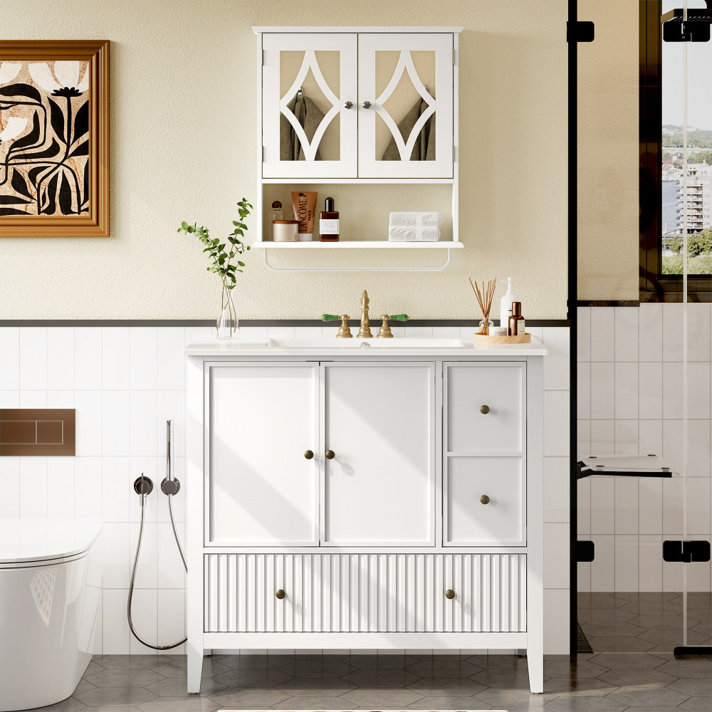 36″ Bathroom Vanity with Sink Combo Bathroom Cabinet with Doors and Drawer