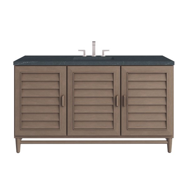 60″ James Martin Portland 620-V60S-WW-3CSP Vanity Cabinet Charcoal Soapstone Top