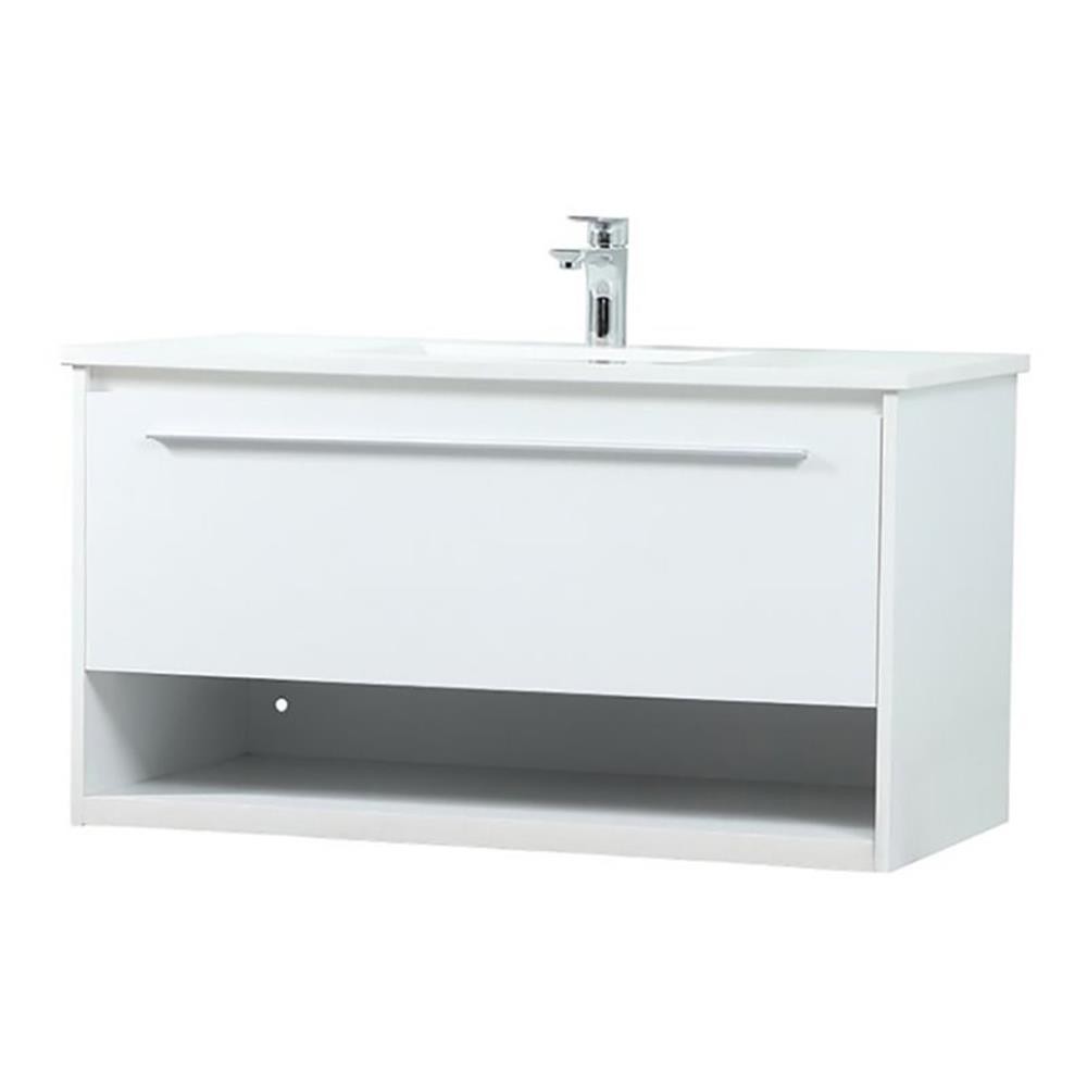 Elegant Decor Roman 36″ Aluminum Alloy MDF Single Bathroom Vanity in White