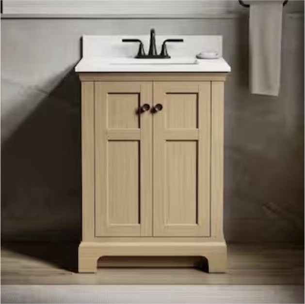 Kohler Beige Freestanding Modern Wood Bathroom Vanity 2 Doors 24x39in
