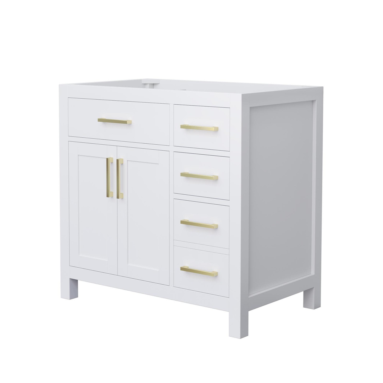 Wyndham Collection WCG242436S-CX-MXX Beckett 36″ Single – White / Brushed Gold