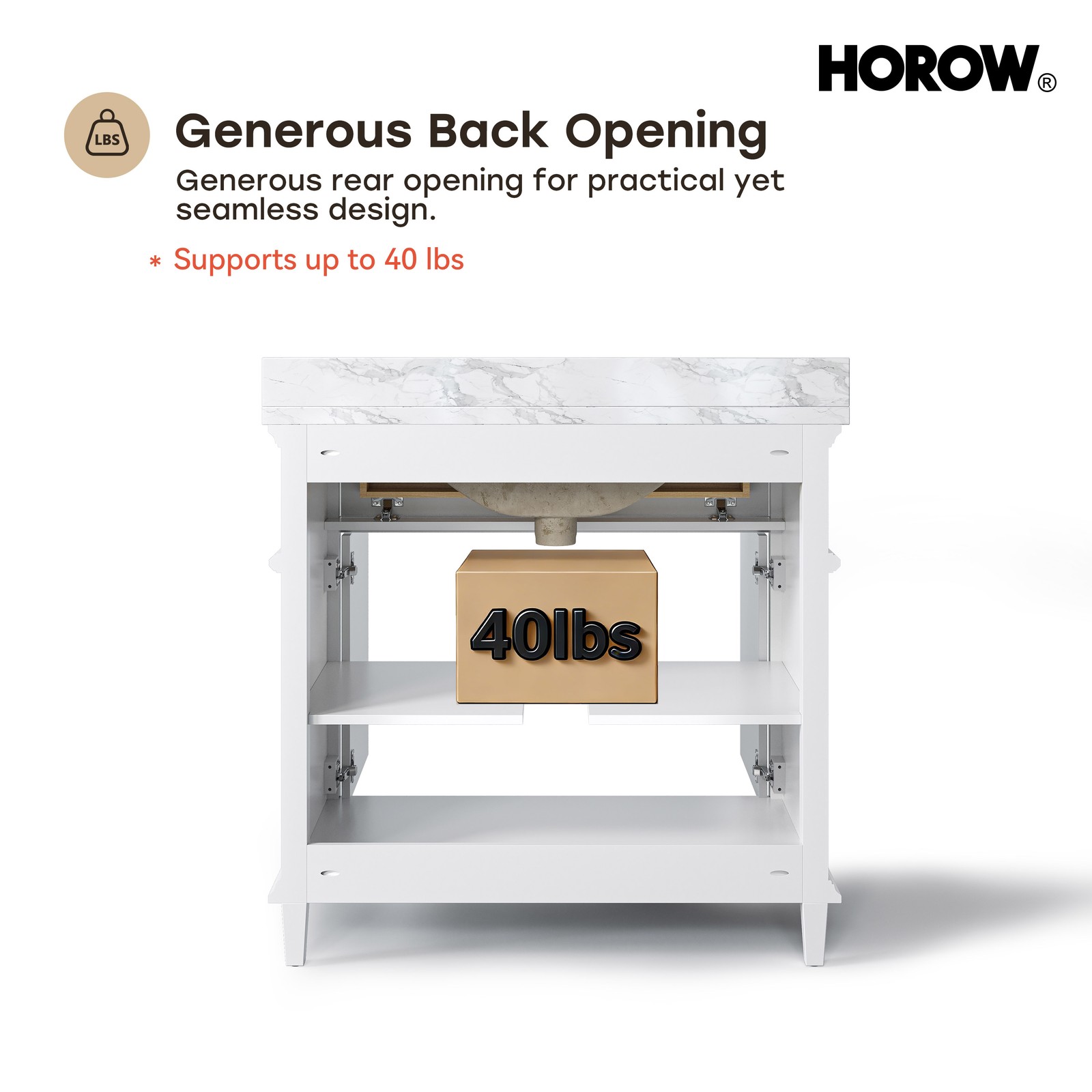 HOROW 36 Inch Bathroom Vanity with Sink, Free Standing Single Basin Vanity Set