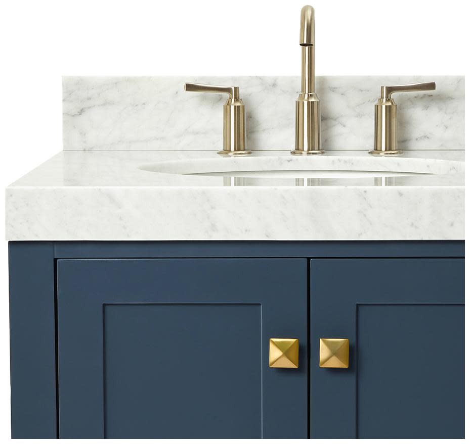 Ariel A036SLCW5OVO Cambridge 36″ – Midnight Blue / Italian Carrara Marble Top /