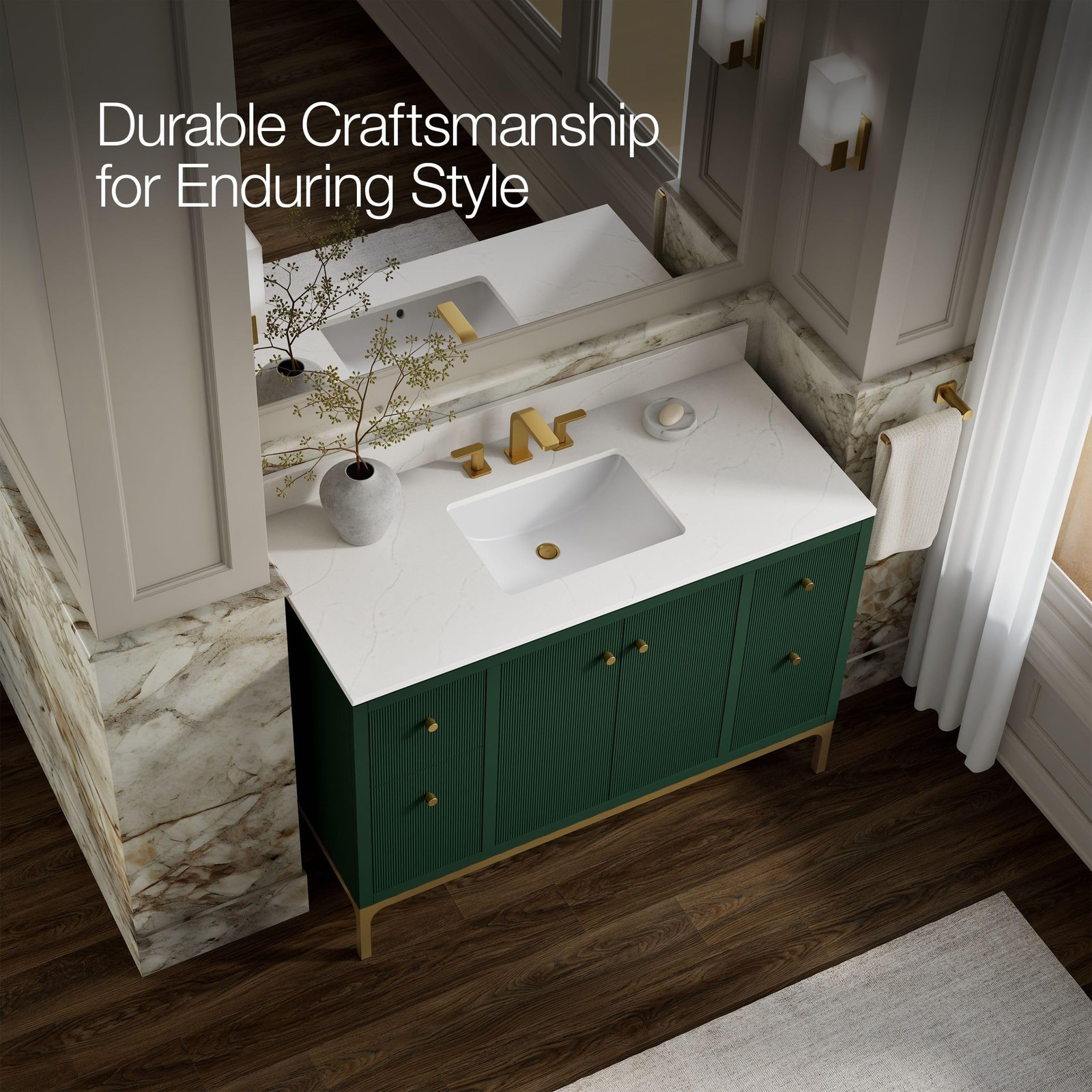 Kohler 32834-EMG Calpa™ 36″ Bathroom Vanity Cabinet with Sink and Quartz top-NEW