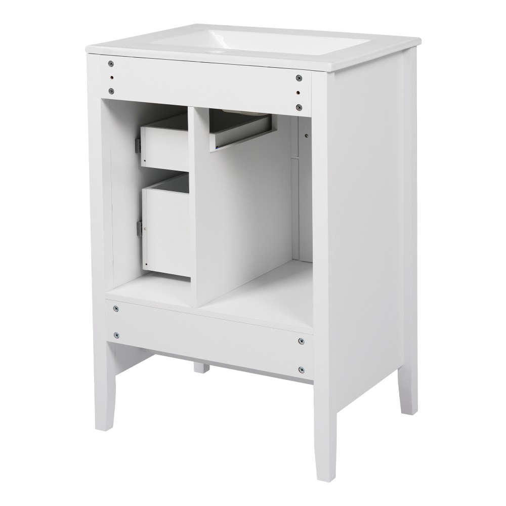 24 inch Bathroom Vanity with Sink, One Cabinet with Soft-closing Door