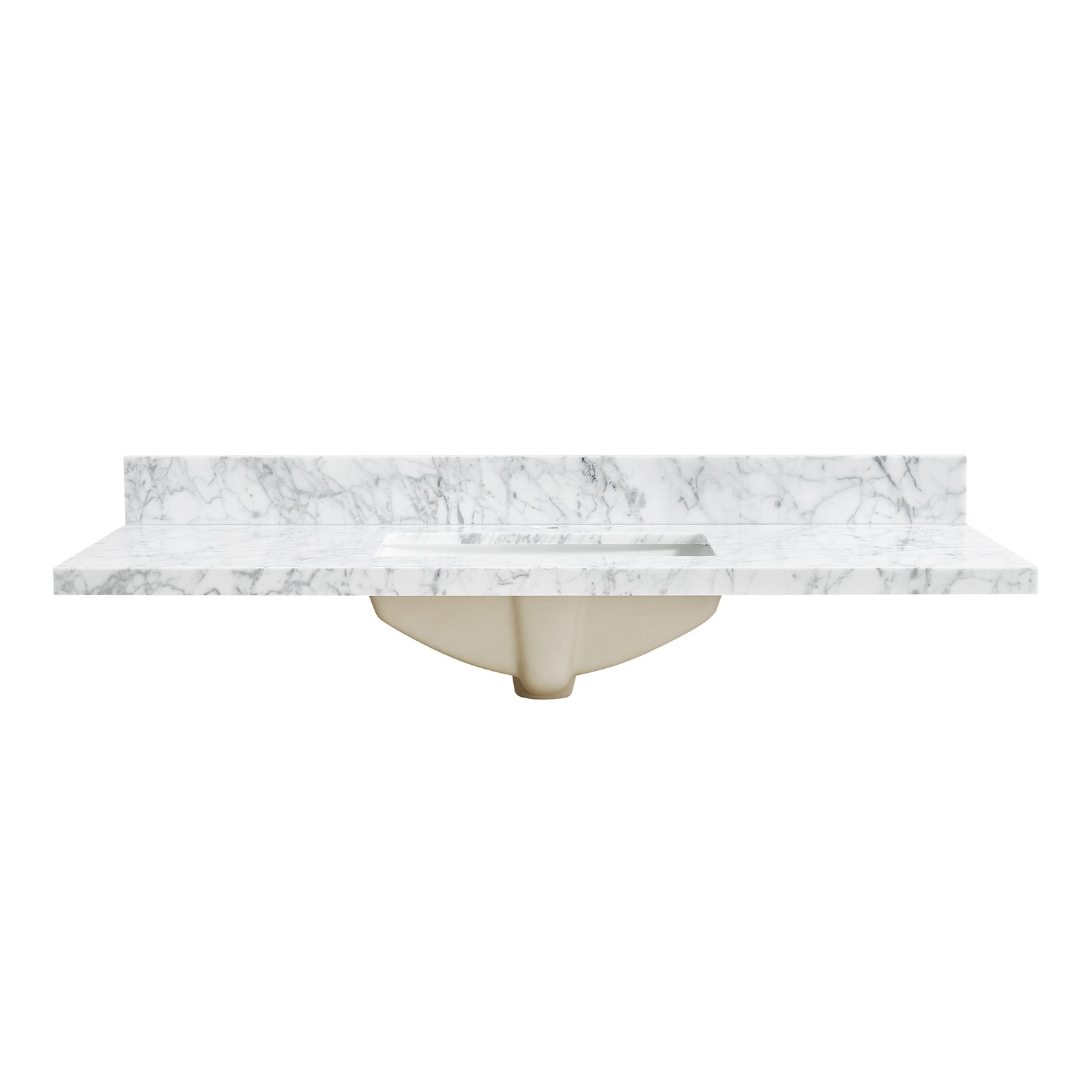 Zevio 49″W x 22″D Natural Marble Vanity Top in Carrara White with Ceramic Sink