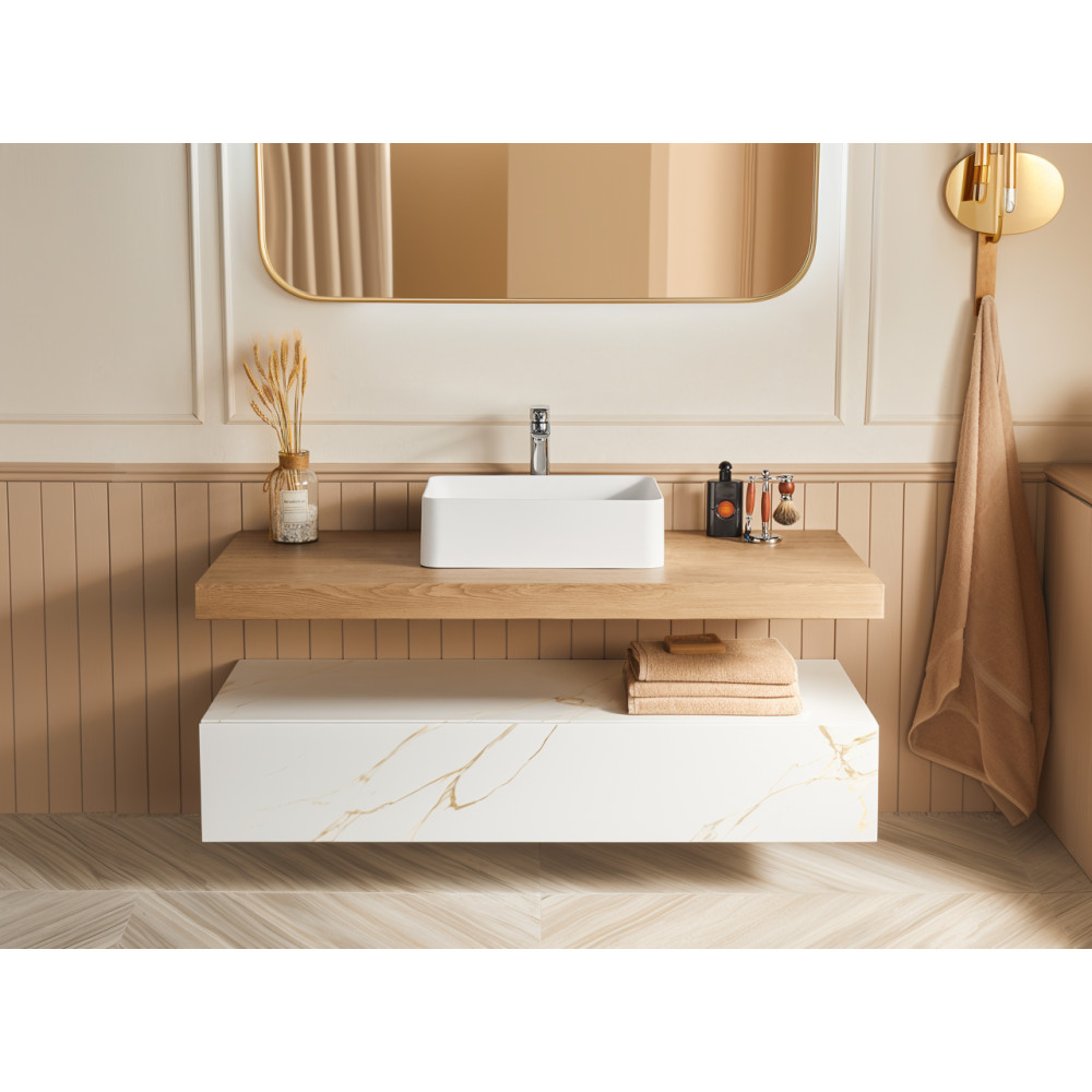 20″ x 14″ Solid Surface Vessel Bathroom Sink Basin in Matte White