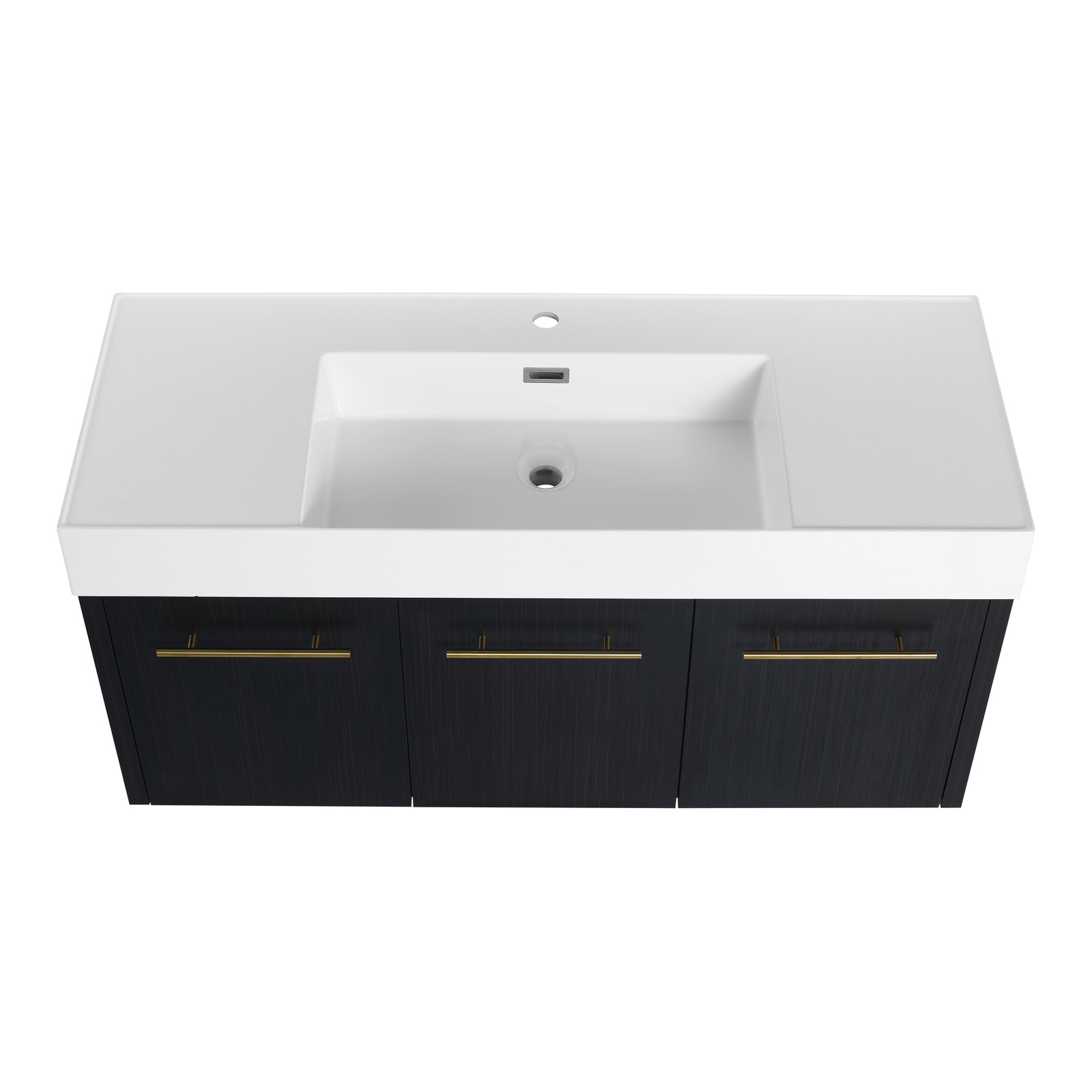 48 Inch Plywood Wall-Mounted Bathroom Vanity with Resin Sink + Side Storage Rack