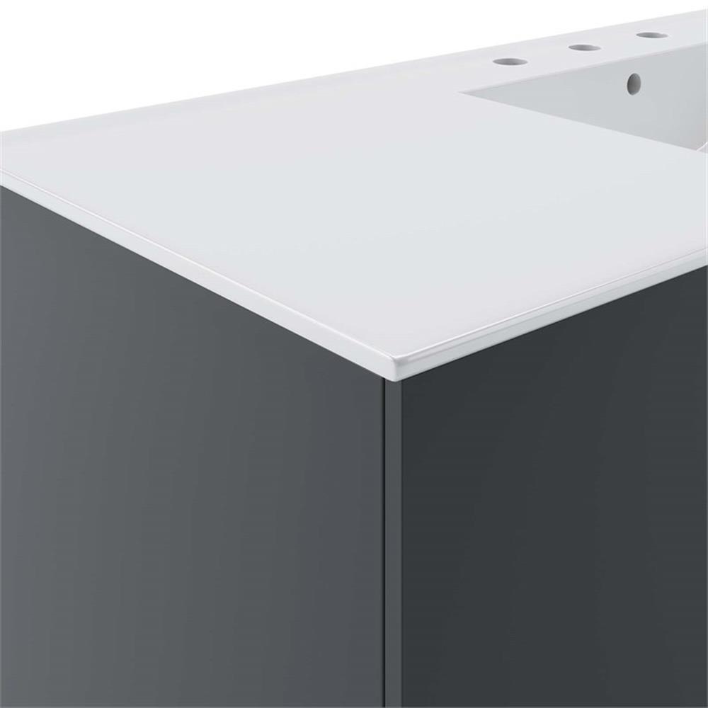 Modway Vitality 48″ Single Sink Wood & Ceramic Bathroom Vanity in Gray/White