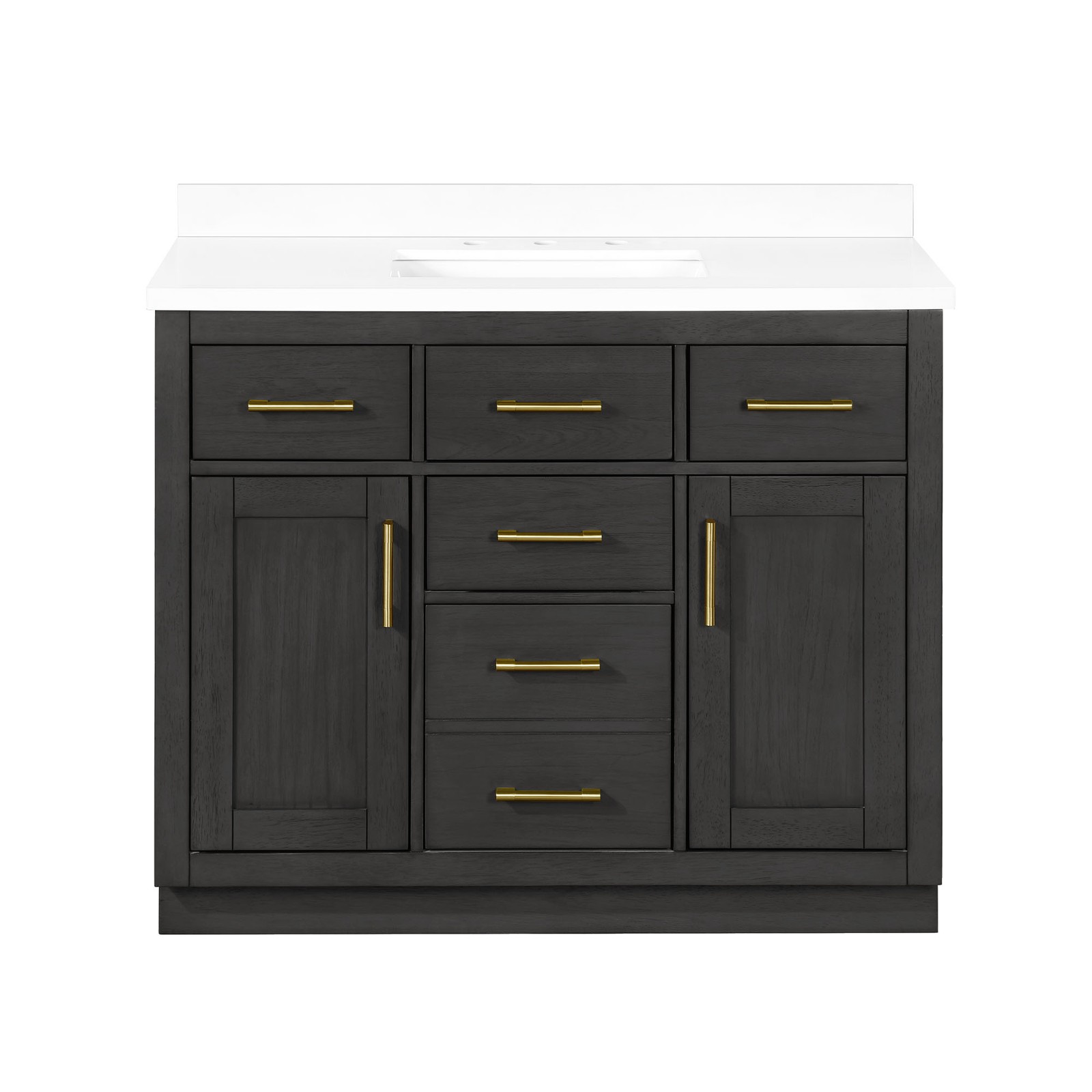 Bailey 42″ Bathroom Vanity in Matte Black Wood with White Countertop
