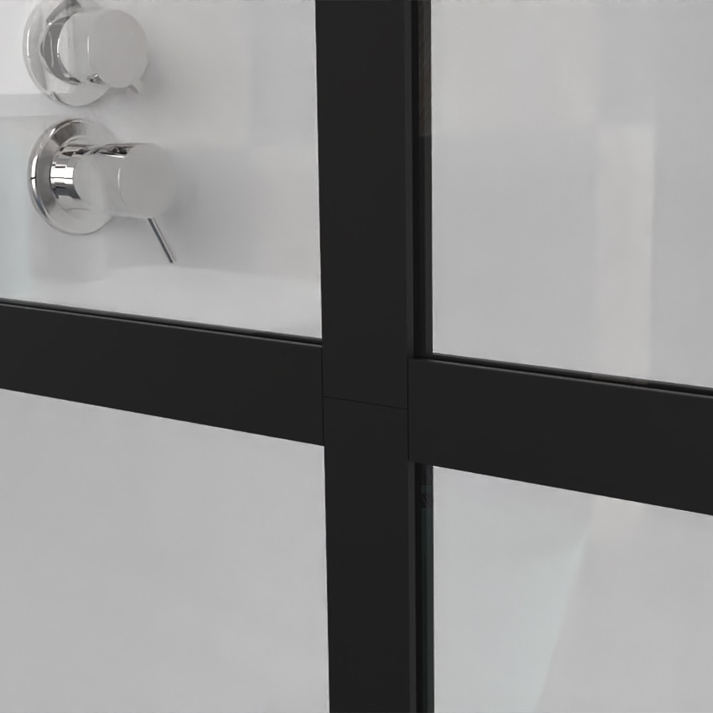 46×72 Black Frameless Shower Screen Panel for Walk-in Wetroom, Tempered Glass