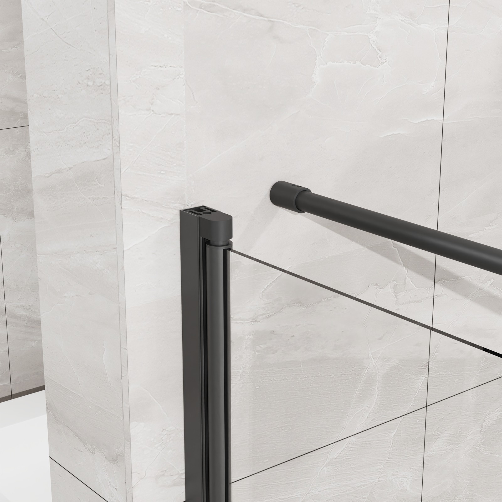 36×36 Frameless Corner Shower Stall W/Base Pivot Door Tempered Glass Matte Black