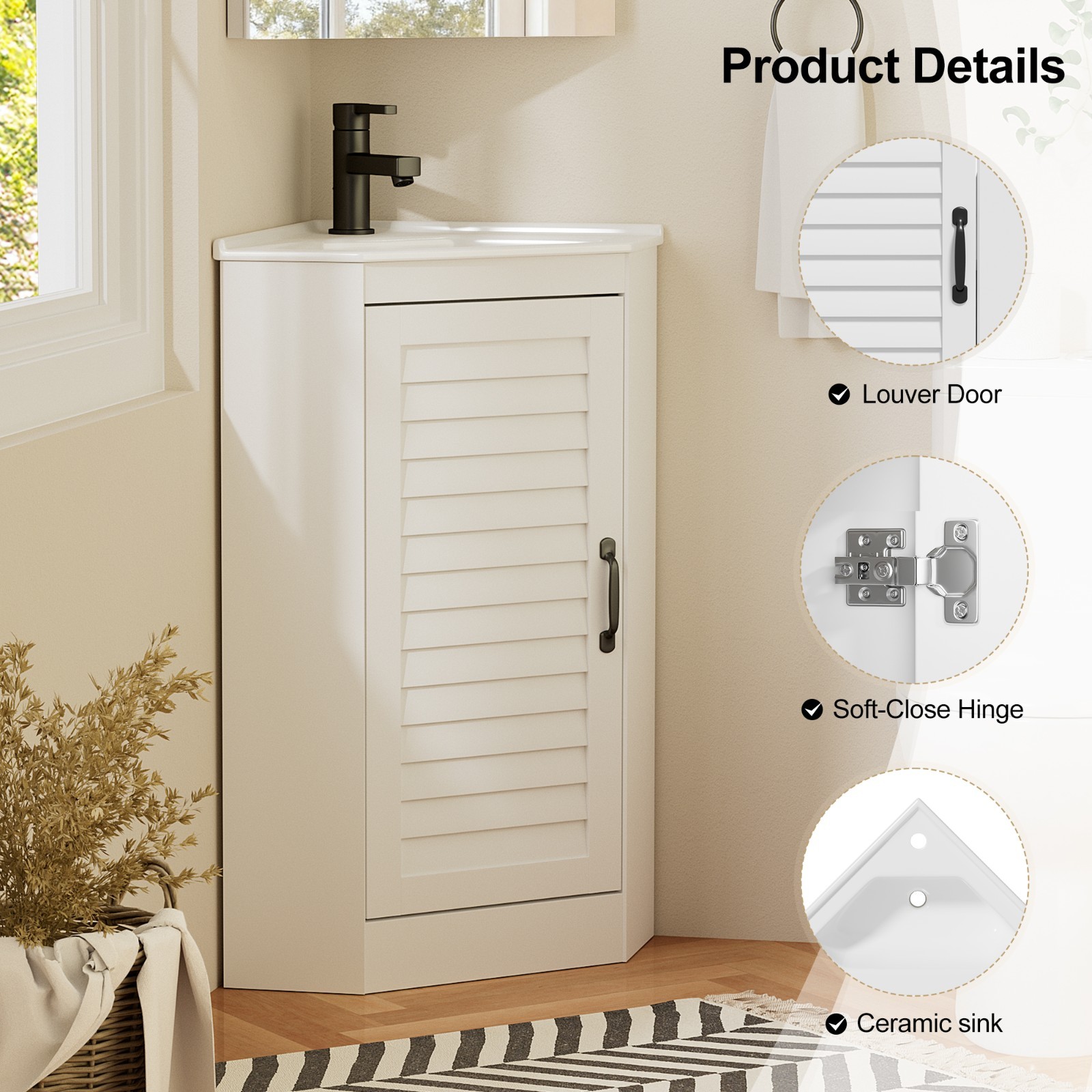 Corner Bathroom Vanity Sink Combo for Small Space Freestanding Compact Space New