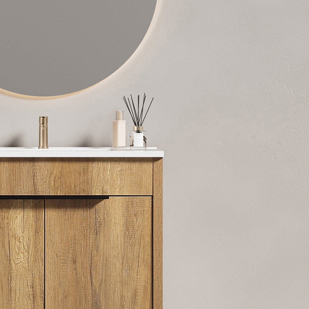 30in Vanity Bathroom with 3D Fluted Design & Integrated Sink, Free Ship