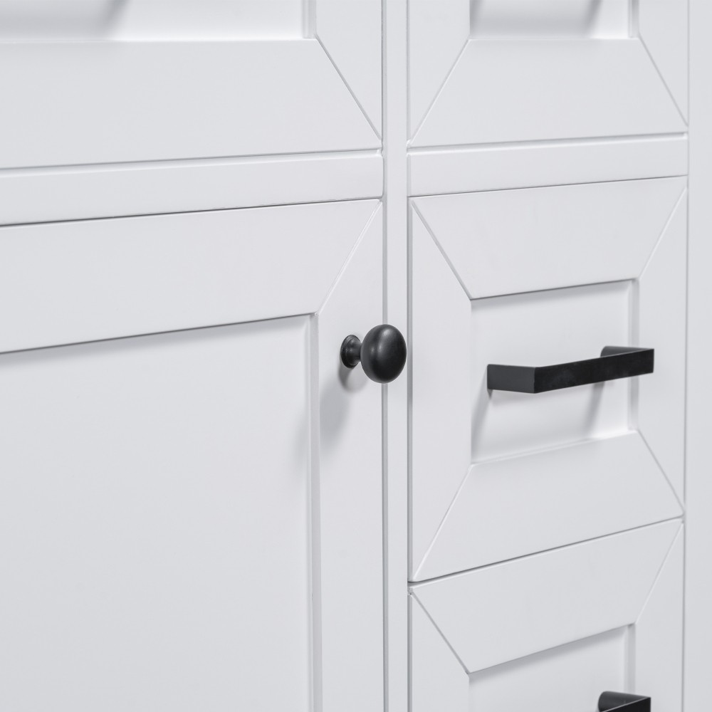 Vanity with Three Sliding Drawers and Shelves For Bathrooms Without Sinks