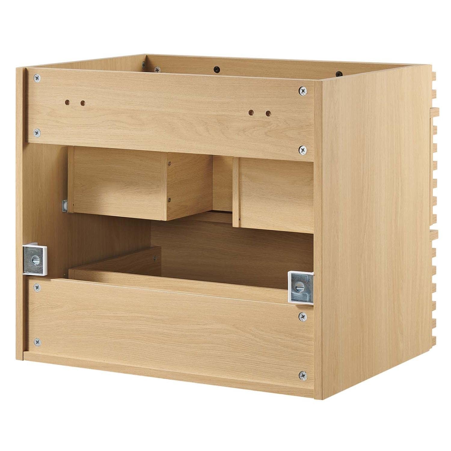 Pemberly Row 23.5″ MDF Wood Wall-Mount Bathroom Vanity Cabinet in Oak